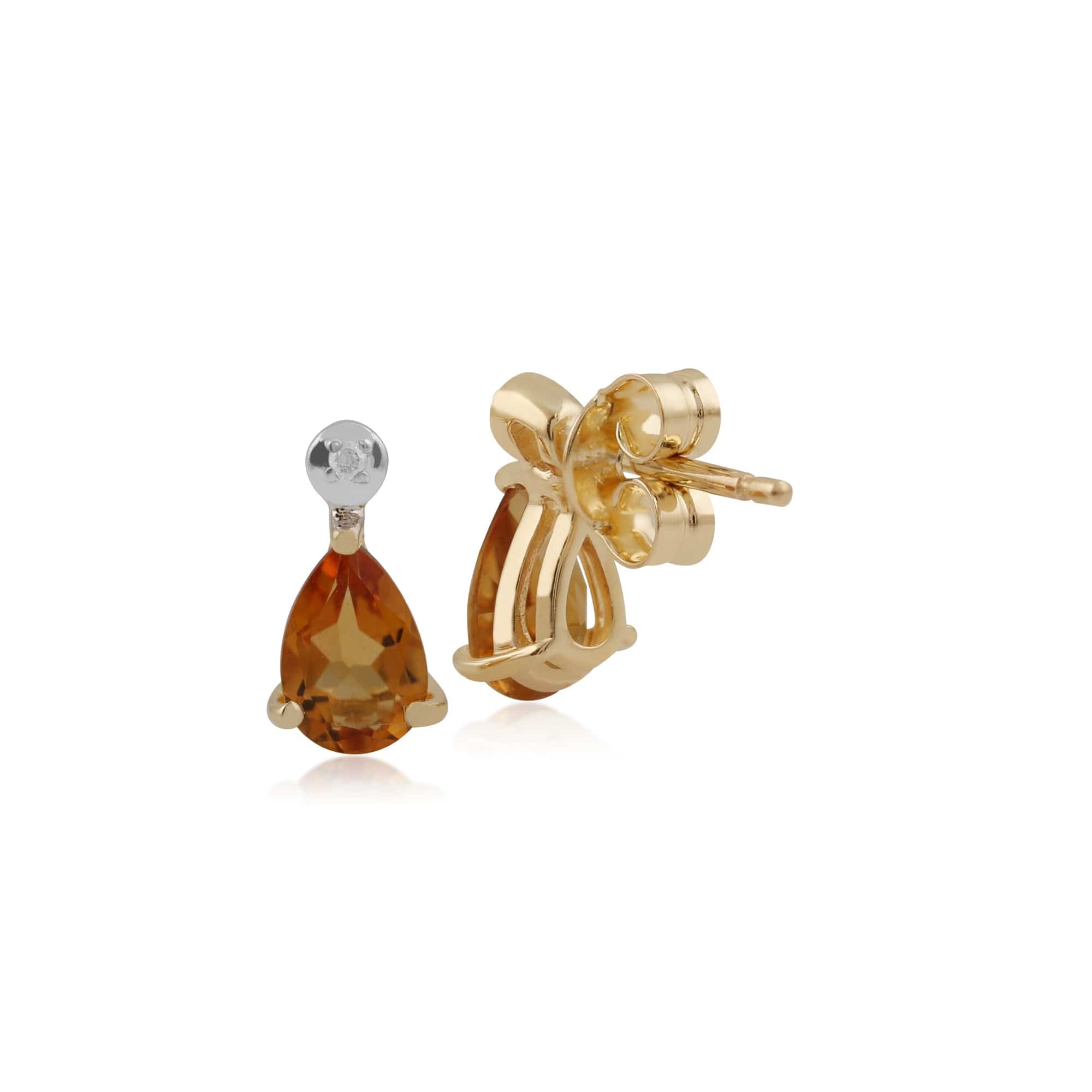 Classic Pear Citrine & Diamond Drop Earrings in 9ct Yellow Gold - Gemondo