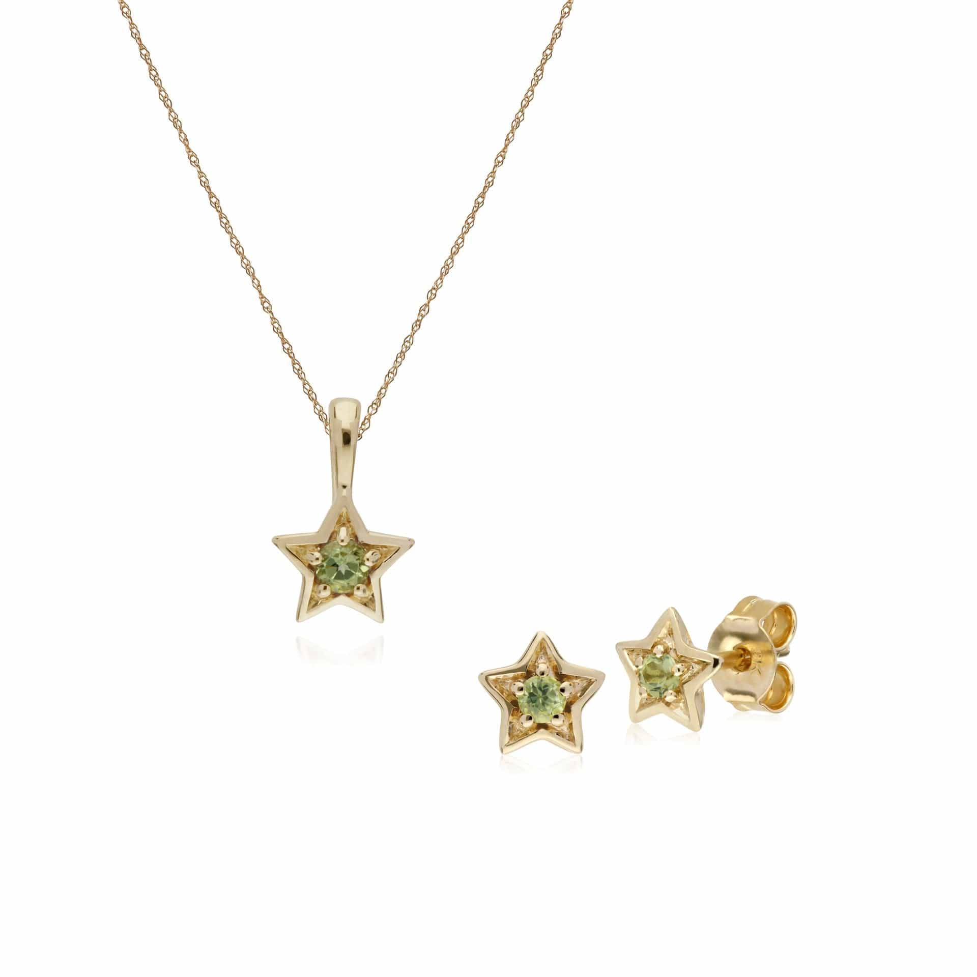 Contemporary Peridot Star Earrings & Necklace Set Image 1