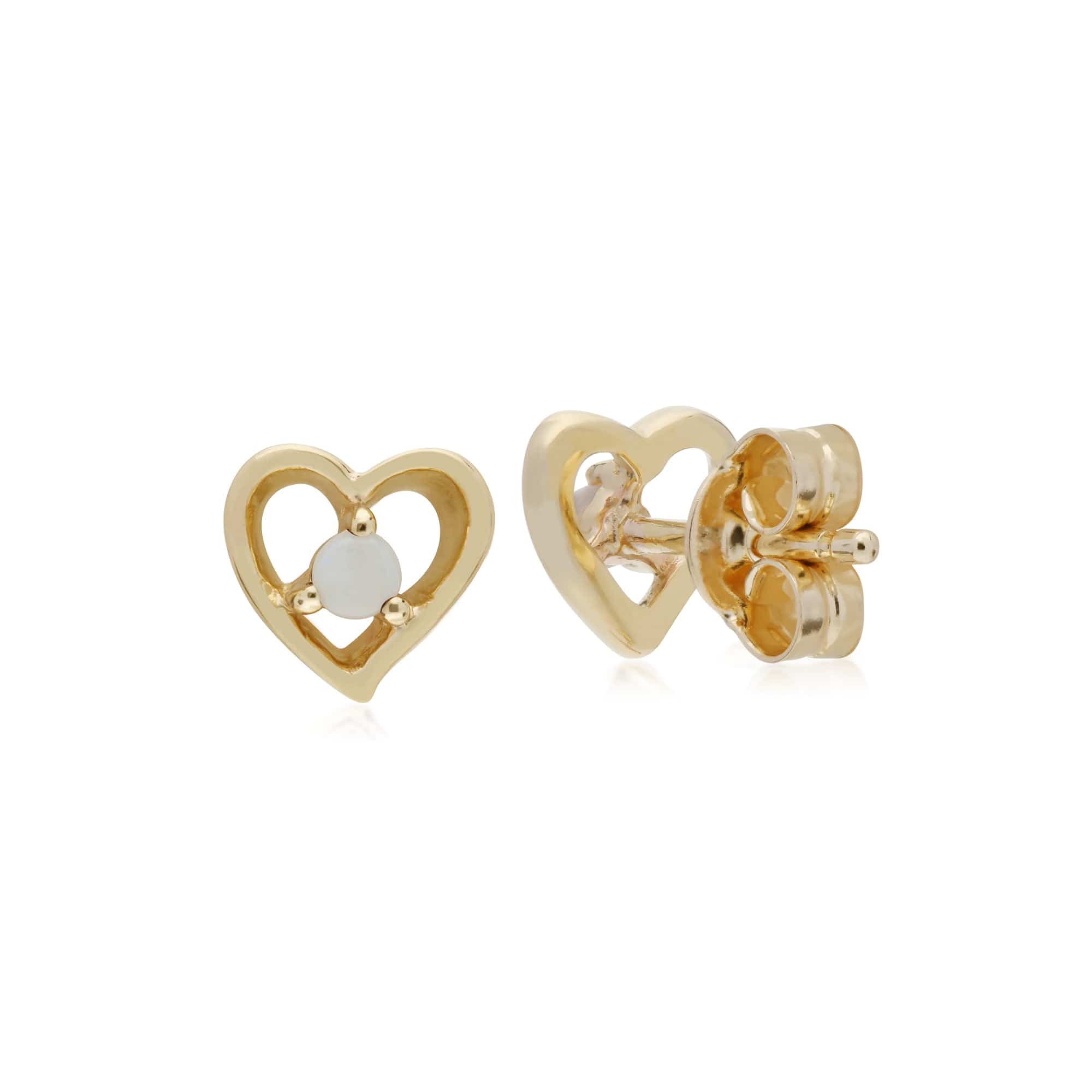 Gemondo 9ct Yellow Gold Opal Single Stone Heart Stud Earrings - Gemondo
