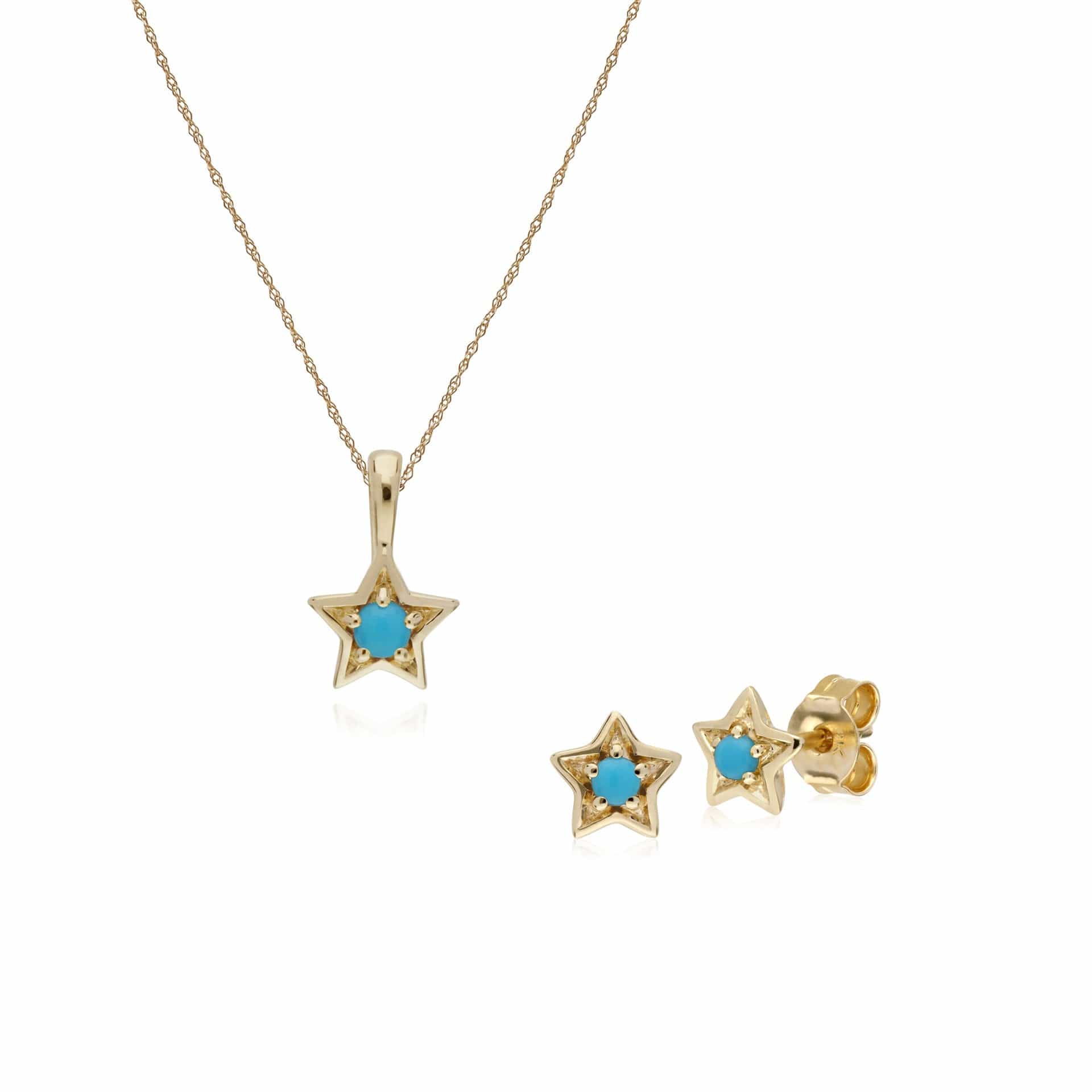 Contemporary Turquoise Star Earrings & Necklace Set Image 1