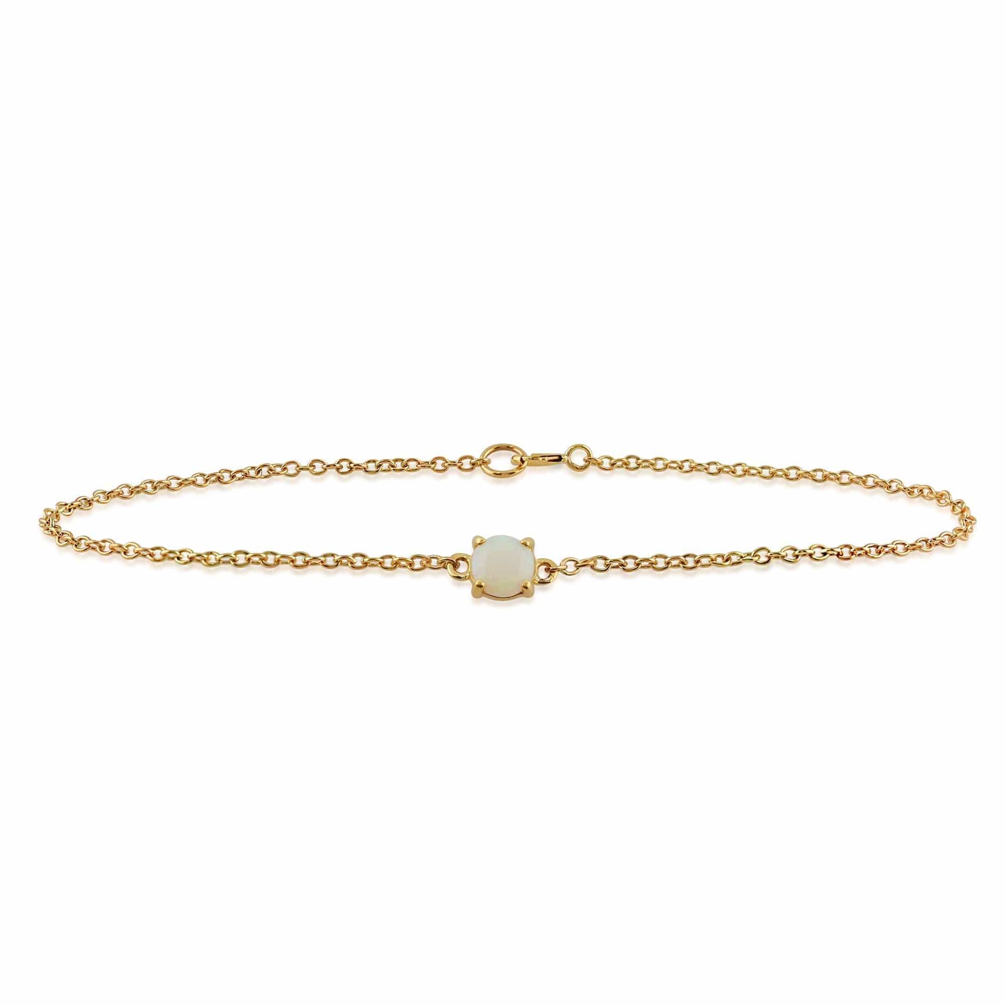 Classic Round Opal Cabochon Bracelet in 9ct Yellow Gold - Gemondo