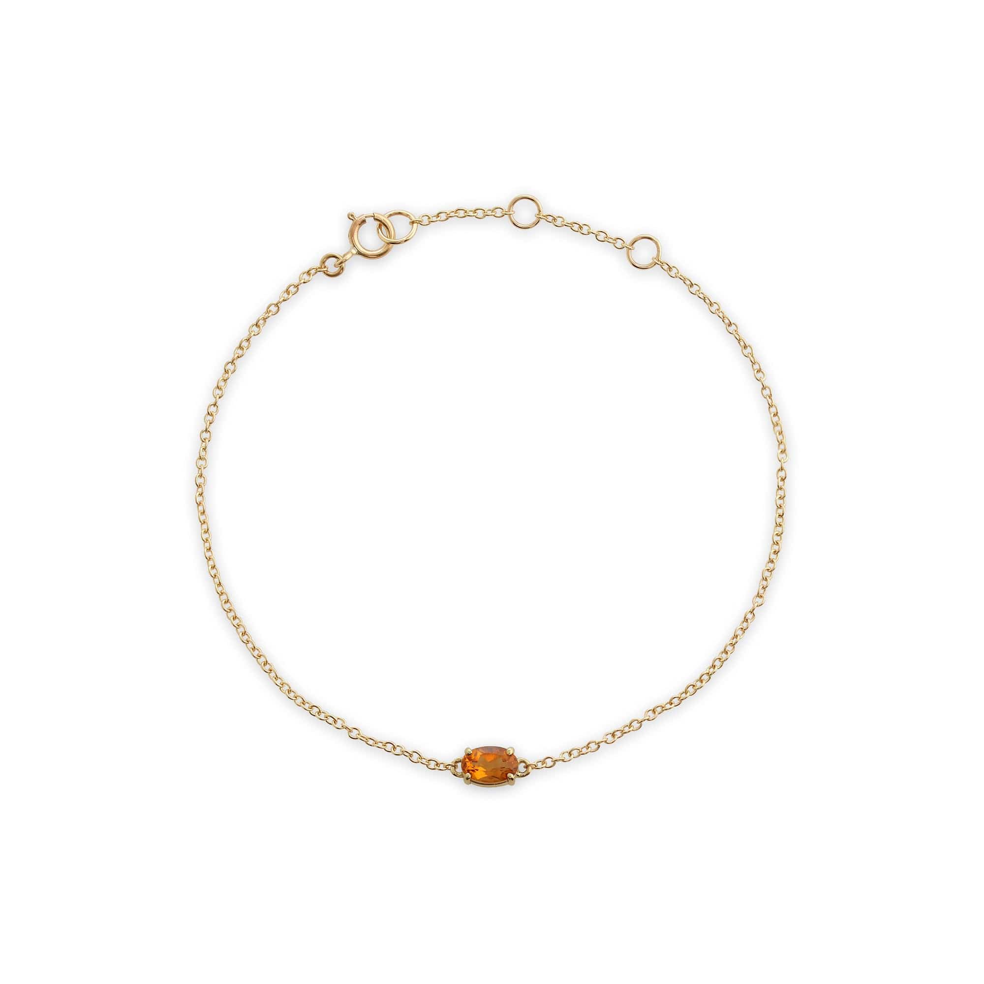 Classic Oval Citrine Single Stone Bracelet in 9ct Yellow Gold - Gemondo