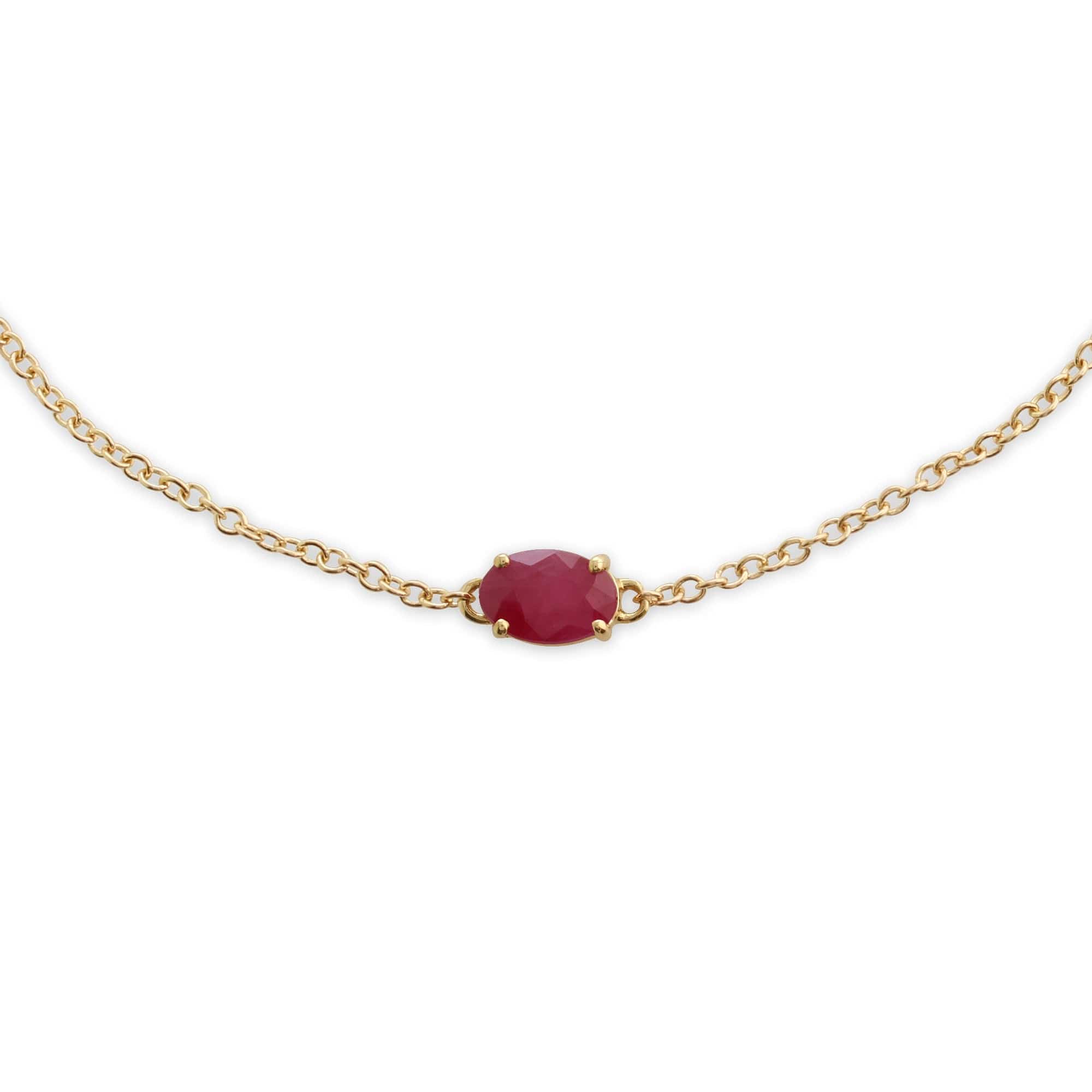 Classic Oval Ruby Single Stone Bracelet in 9ct Yellow Gold 2