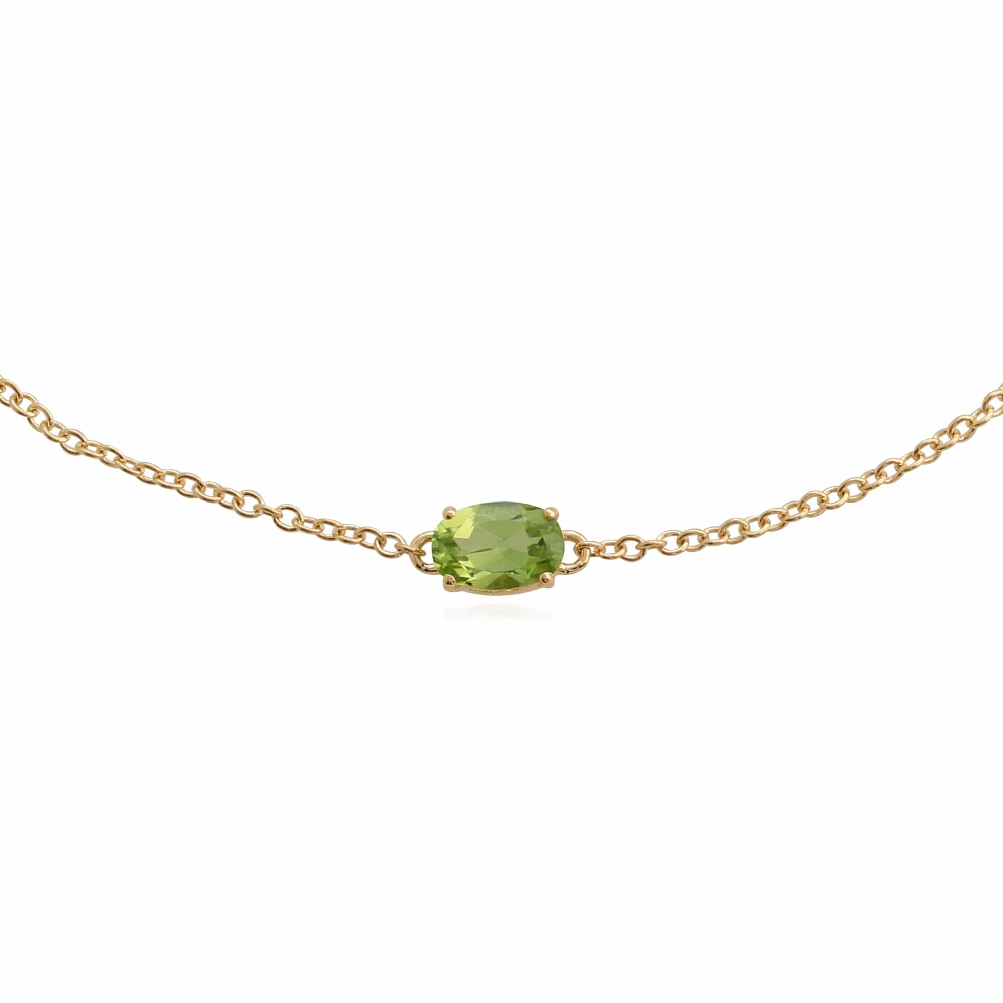 135L0220109 Classic Oval Peridot Single Stone Bracelet in 9ct Yellow Gold 2