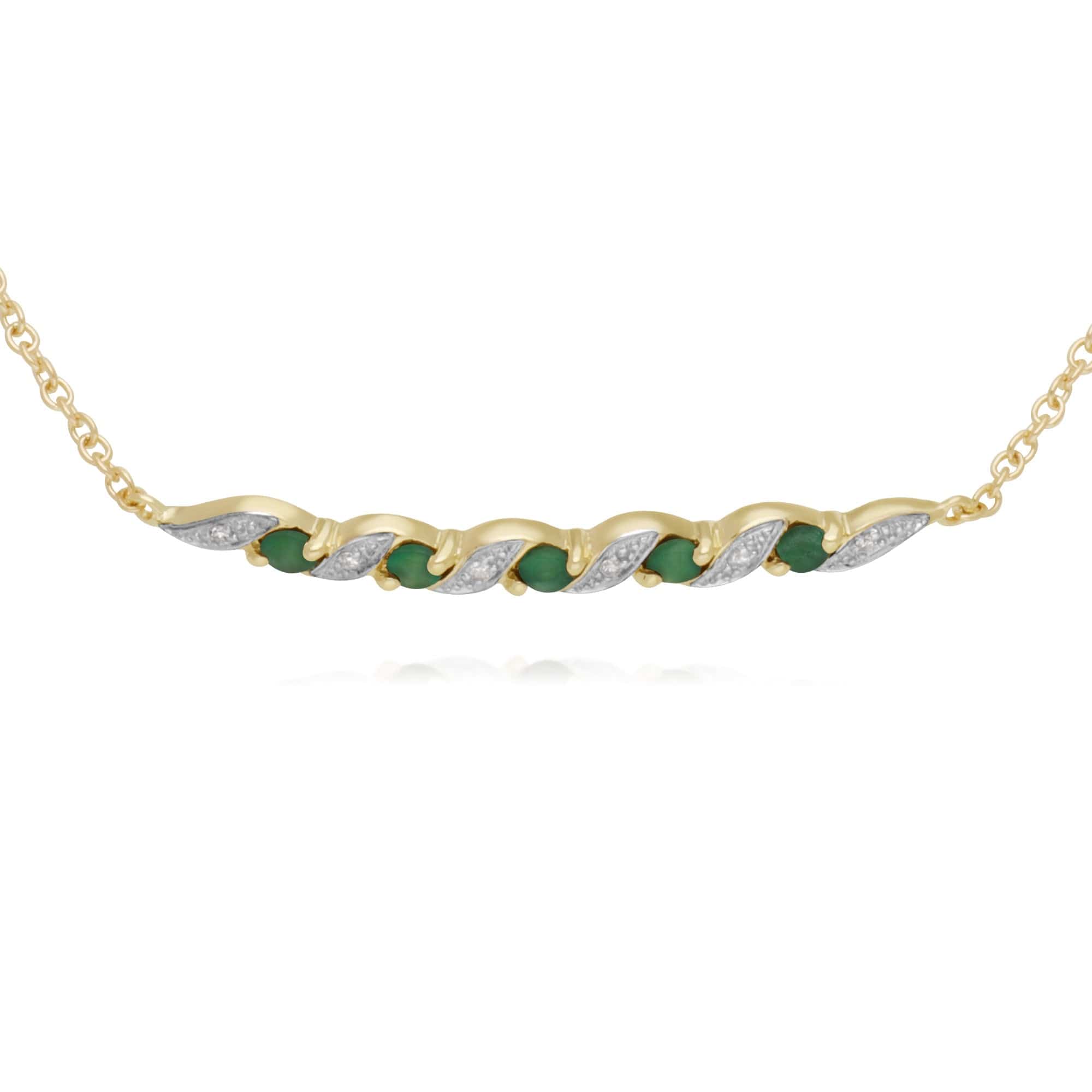 Classic Emerald & Diamond Spiral Bracelet in 9ct Yellow Gold - Gemondo