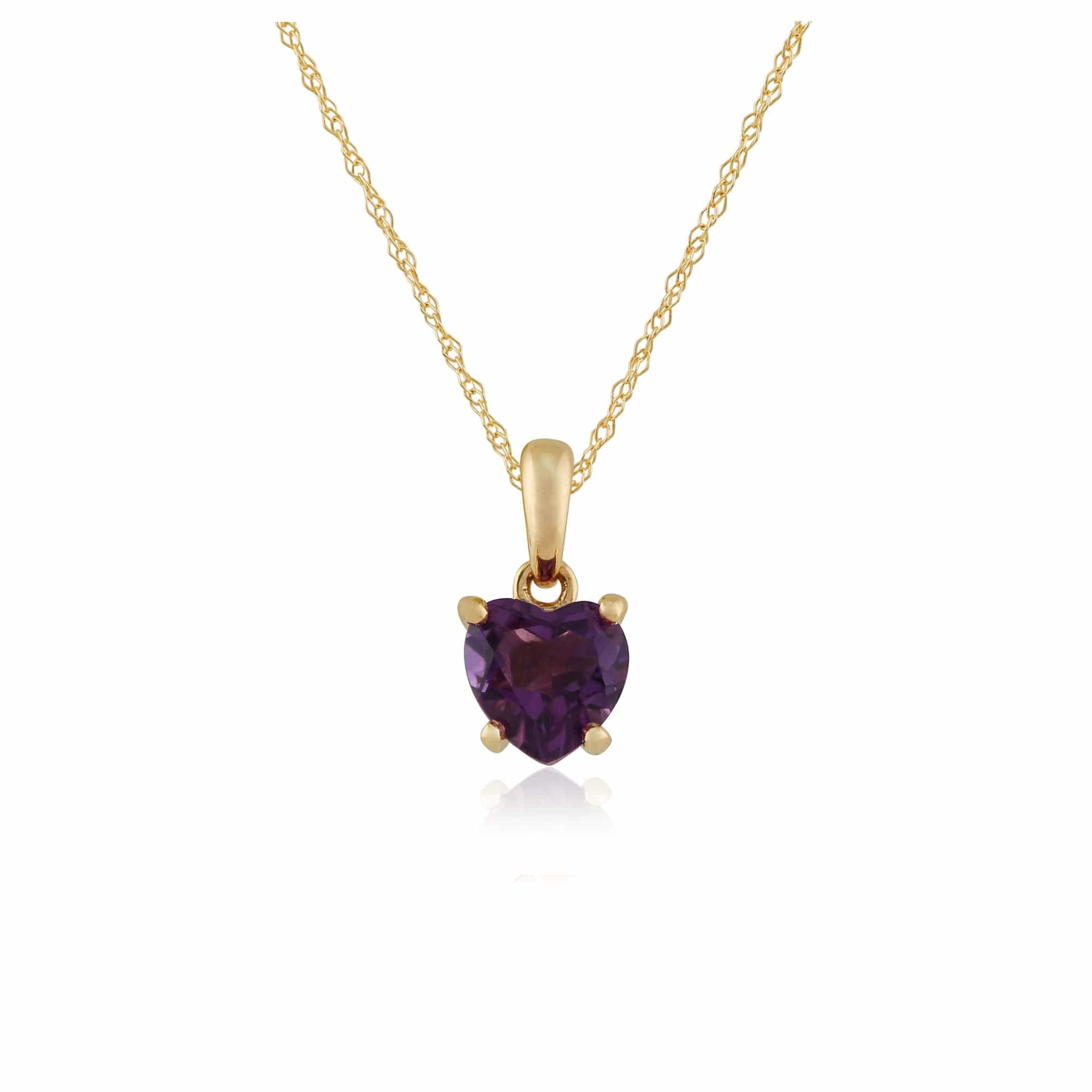 Classic Heart Amethyst Pendant in 9ct Yellow Gold - Gemondo