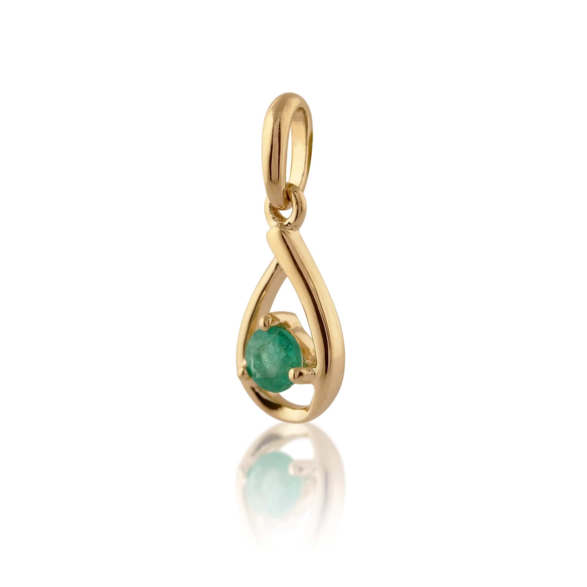 135P1551019 Classic Round Emerald Pendant in 9ct Yellow Gold 2