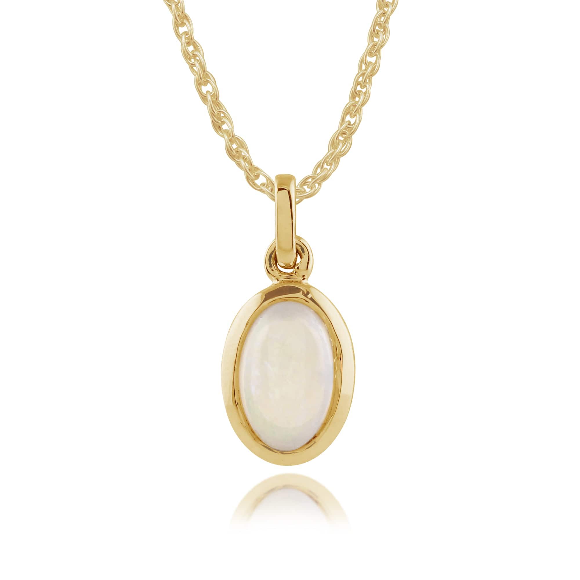 Classic Oval Opal Pendant in 9ct Yellow Gold - Gemondo
