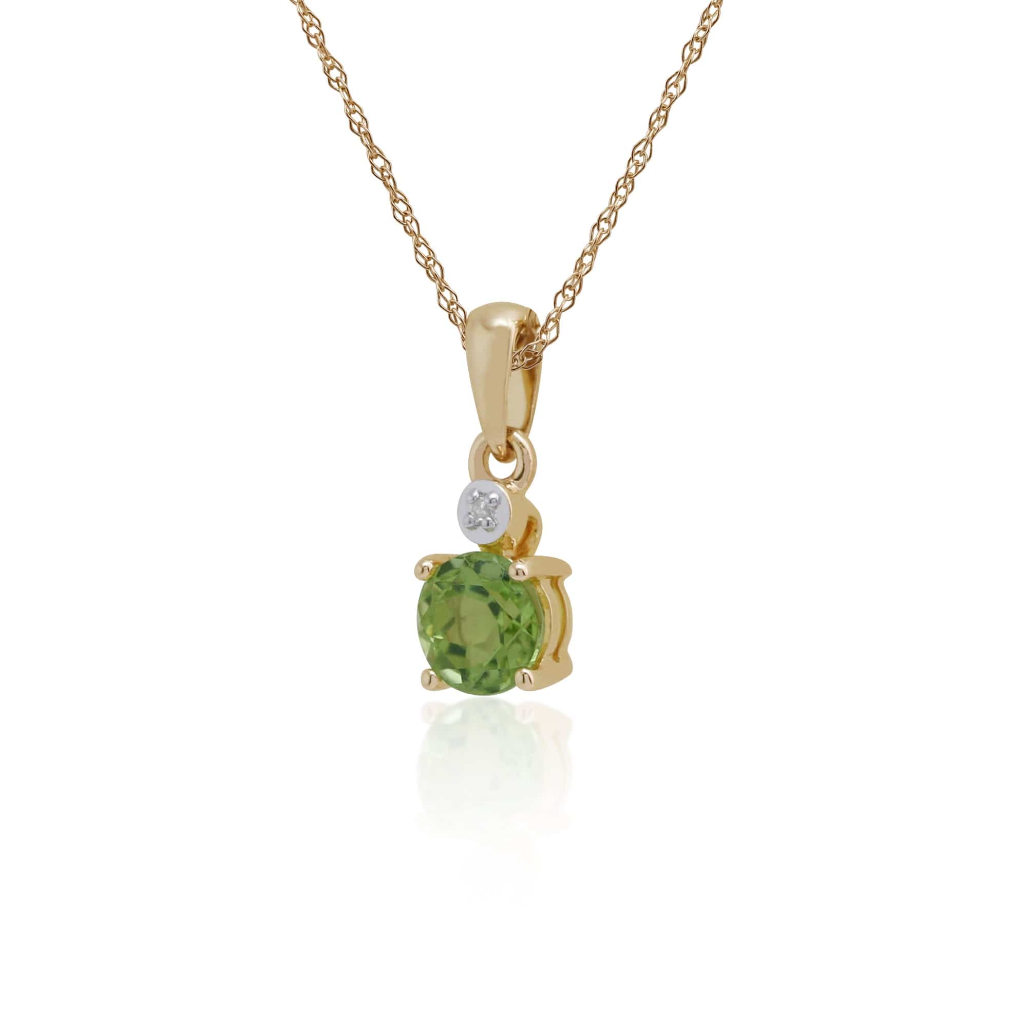 135P1641019 Classic Round Peridot & Diamond Pendant in 9ct Yellow Gold 2