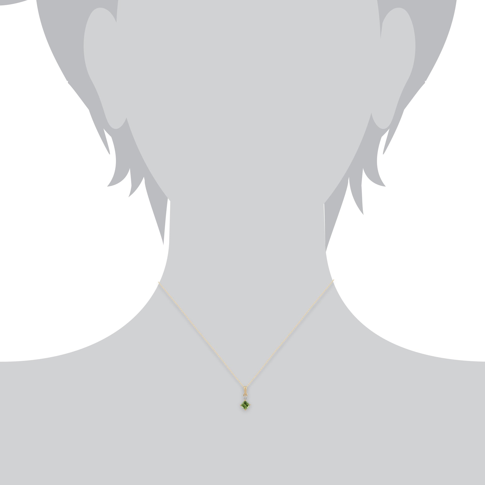 Classic Square Peridot & Diamond Pendant in 9ct Yellow Gold - Gemondo