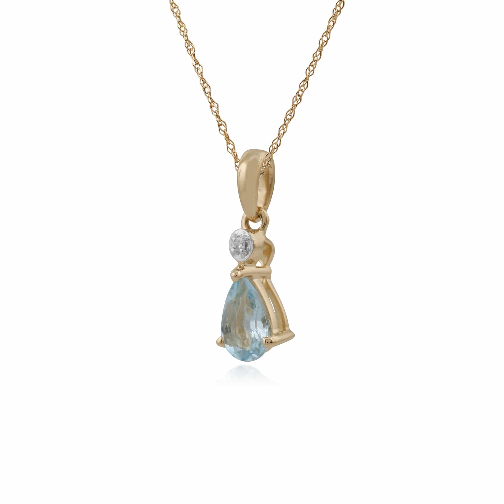 135P1643029 Classic Pear Aquamarine & Diamond Pendant in 9ct Yellow Gold 2