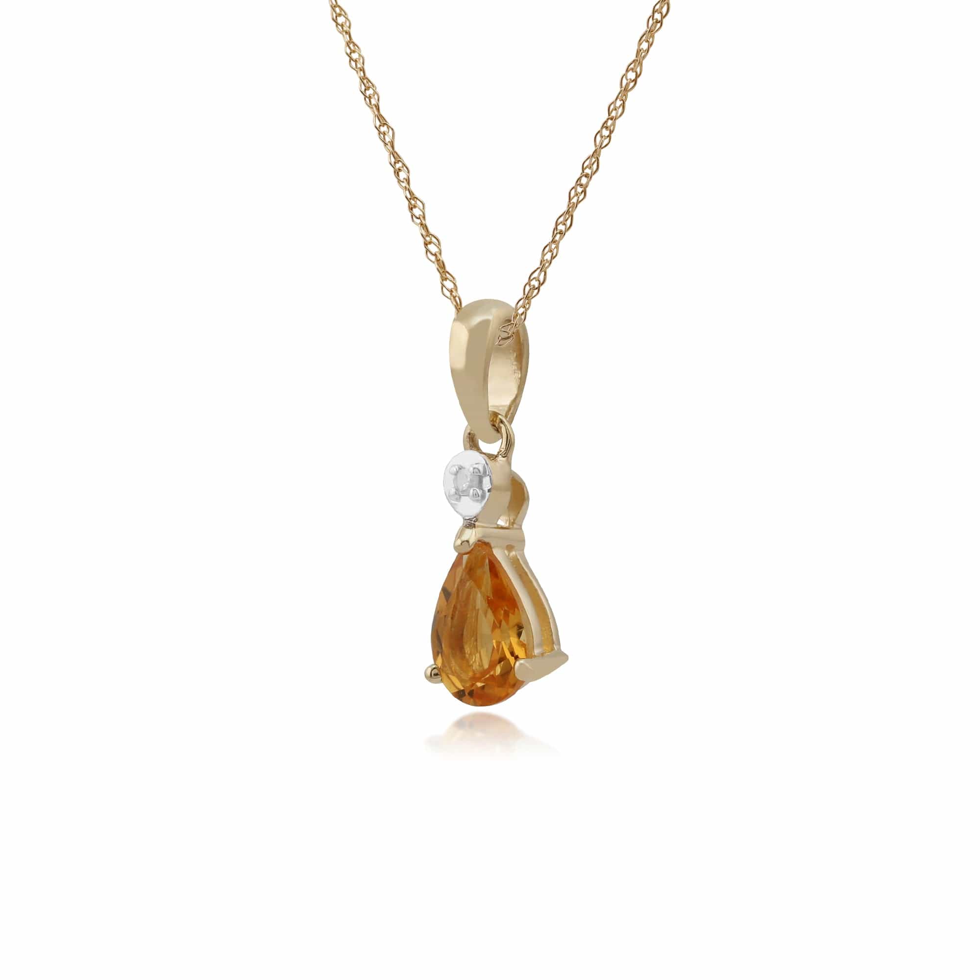 135P1643059 Classic Pear Citrine & Diamond Pendant in 9ct Yellow Gold 2