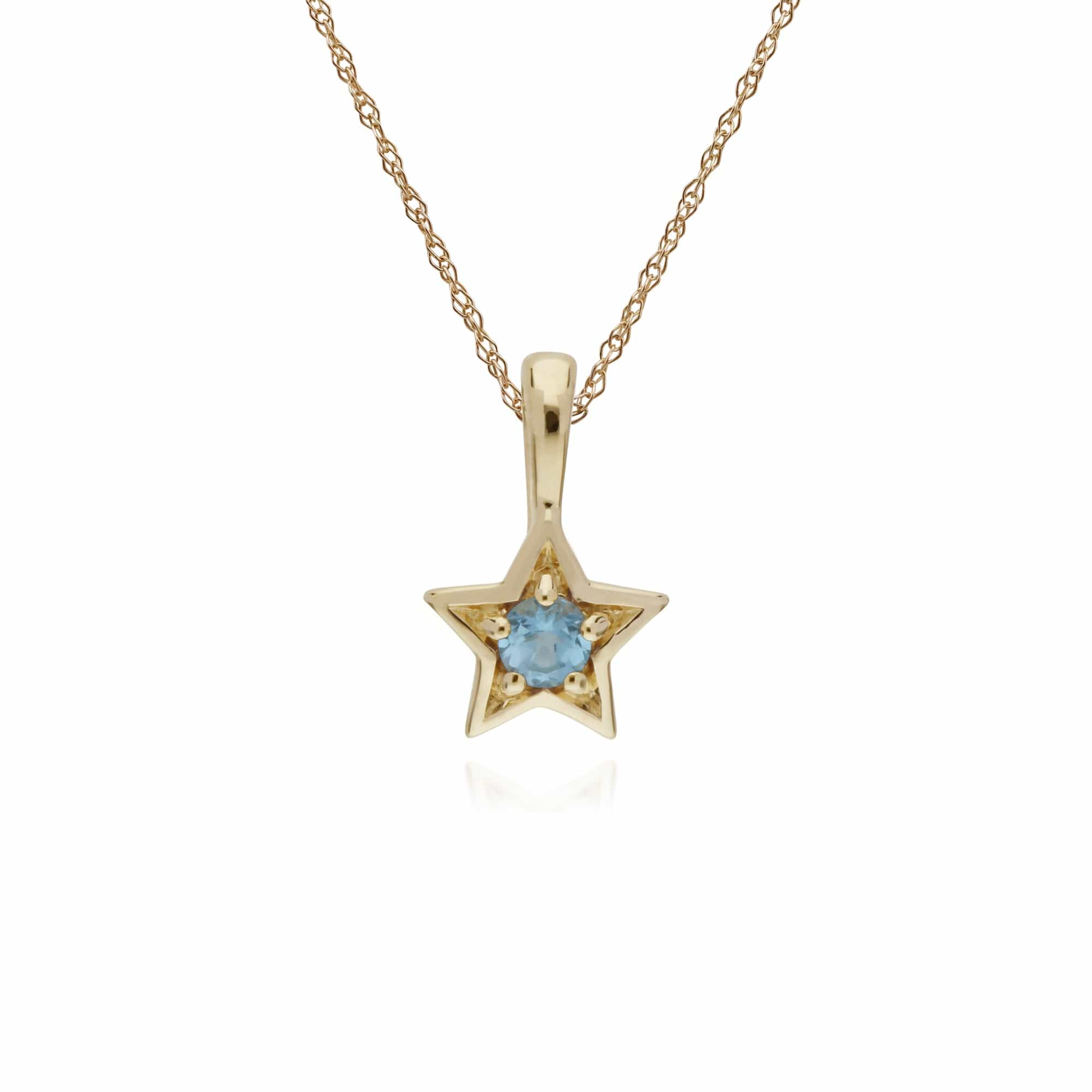 Gemondo 9ct Yellow Gold Blue Topaz Single Stone Star 45cm Necklace - Gemondo