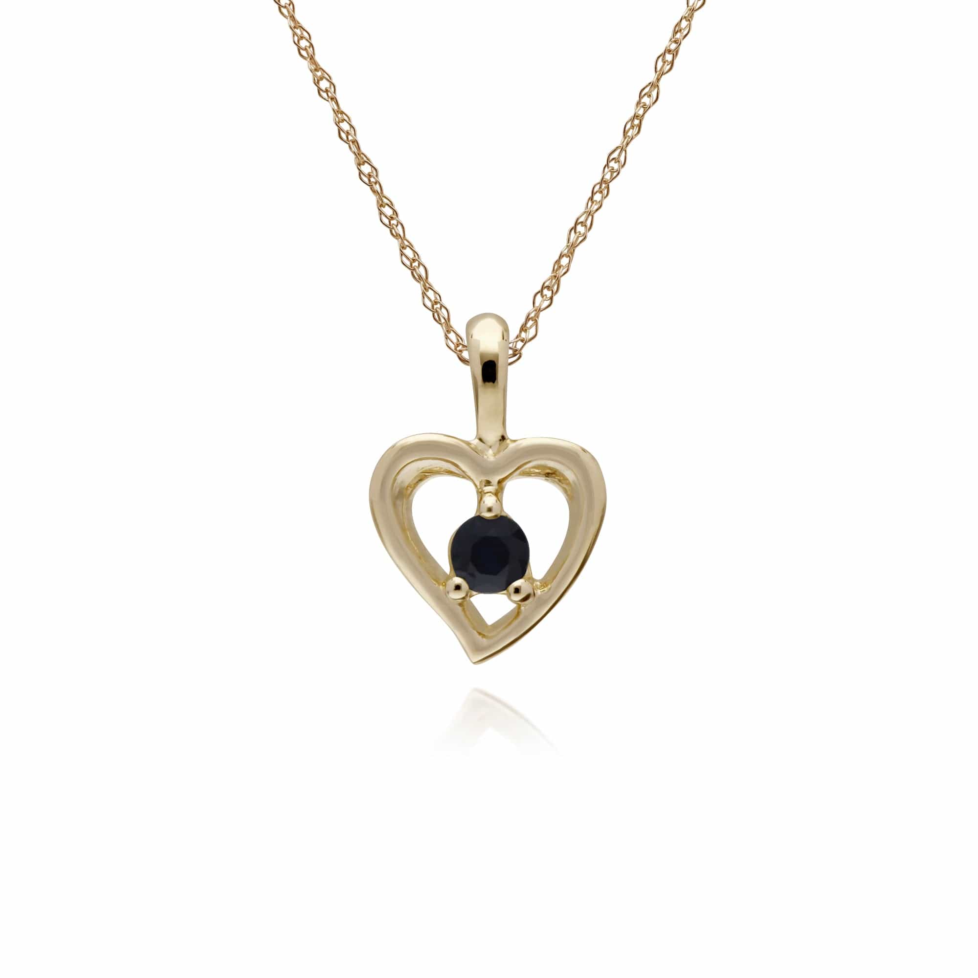 Gemondo 9ct Yellow Gold Sapphire Single Stone Heart 45cm Necklace - Gemondo
