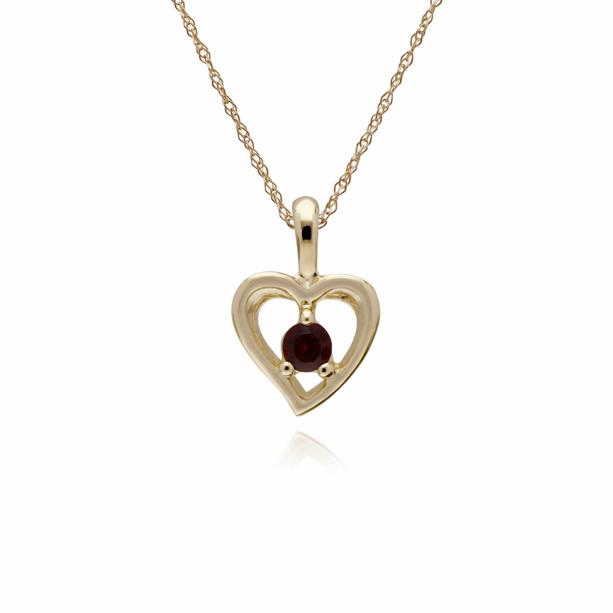 135P1875069 Gemondo 9ct Yellow Gold Garnet Single Stone Heart 45cm Necklace 1