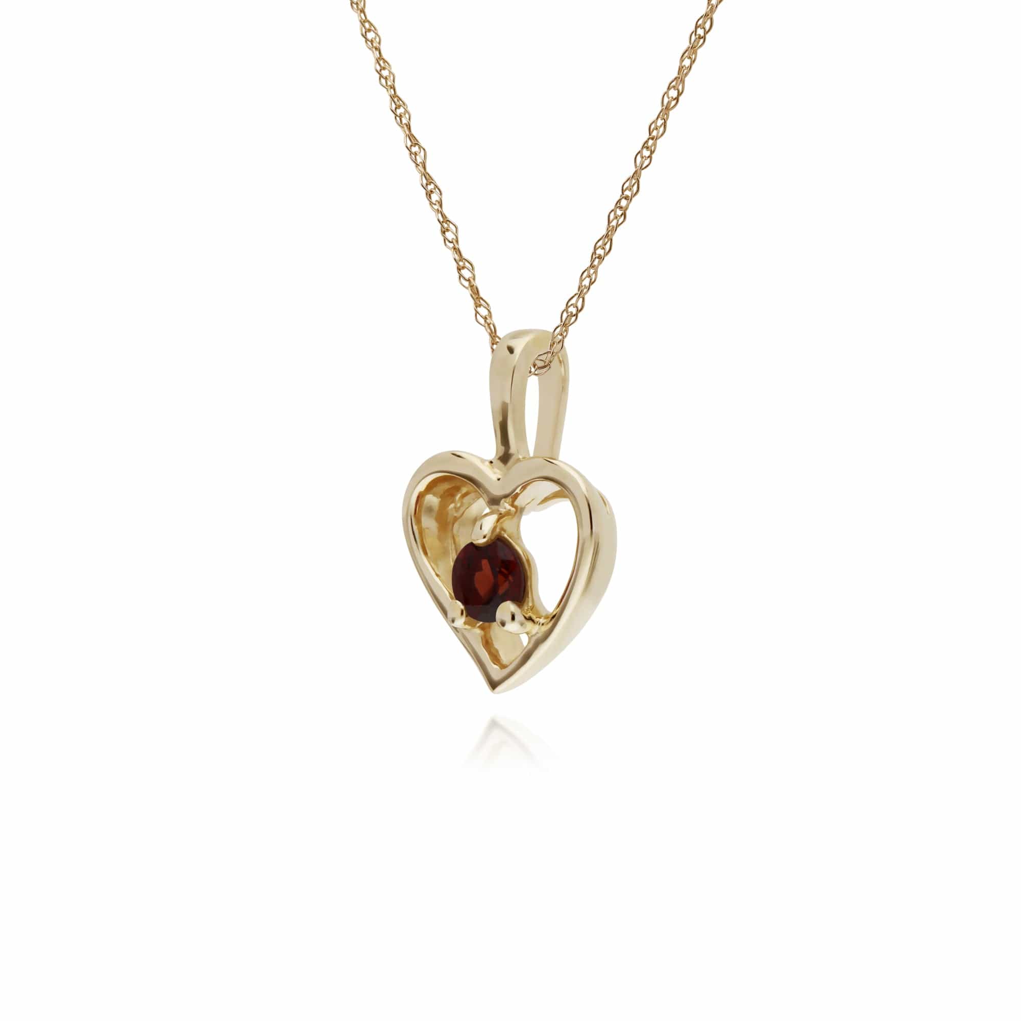 135P1875069 Gemondo 9ct Yellow Gold Garnet Single Stone Heart 45cm Necklace 2