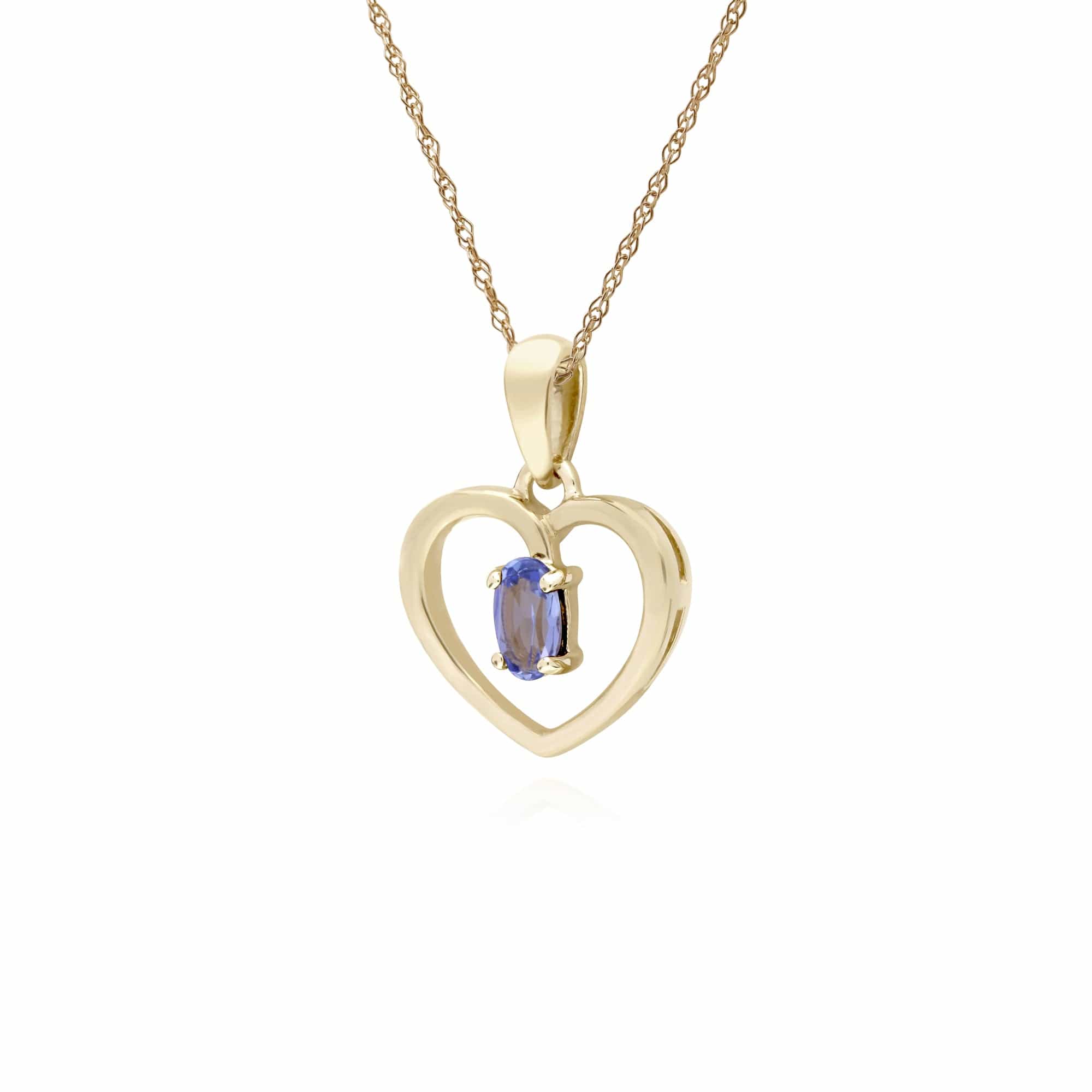 135P1887099 Gemondo 9ct Yellow Gold Tanzanite Oval Single Stone Heart Pendant on 45cm Chain 2