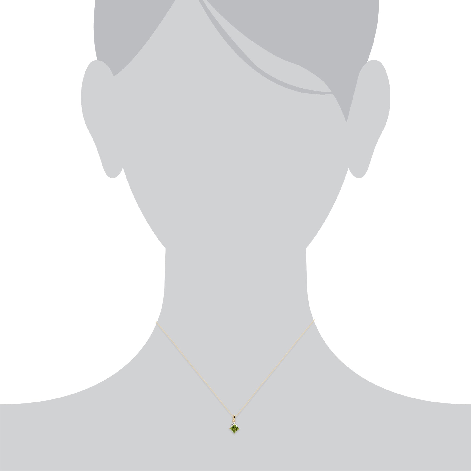 Classic Square Peridot & Diamond Pendant in 9ct Yellow Gold - Gemondo