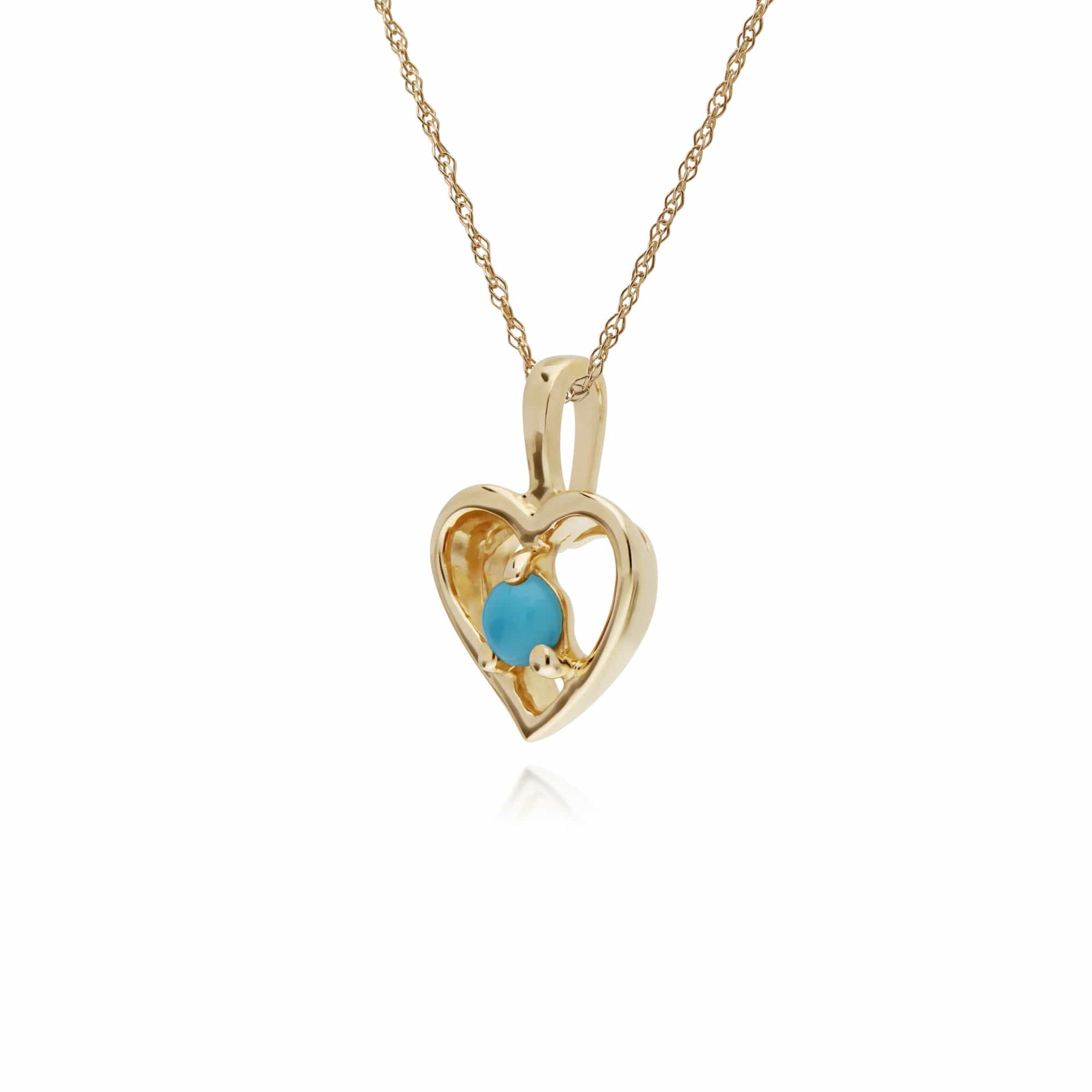 Gemondo 9ct Yellow Gold Turquoise Single Stone Heart 45cm Necklace - Gemondo