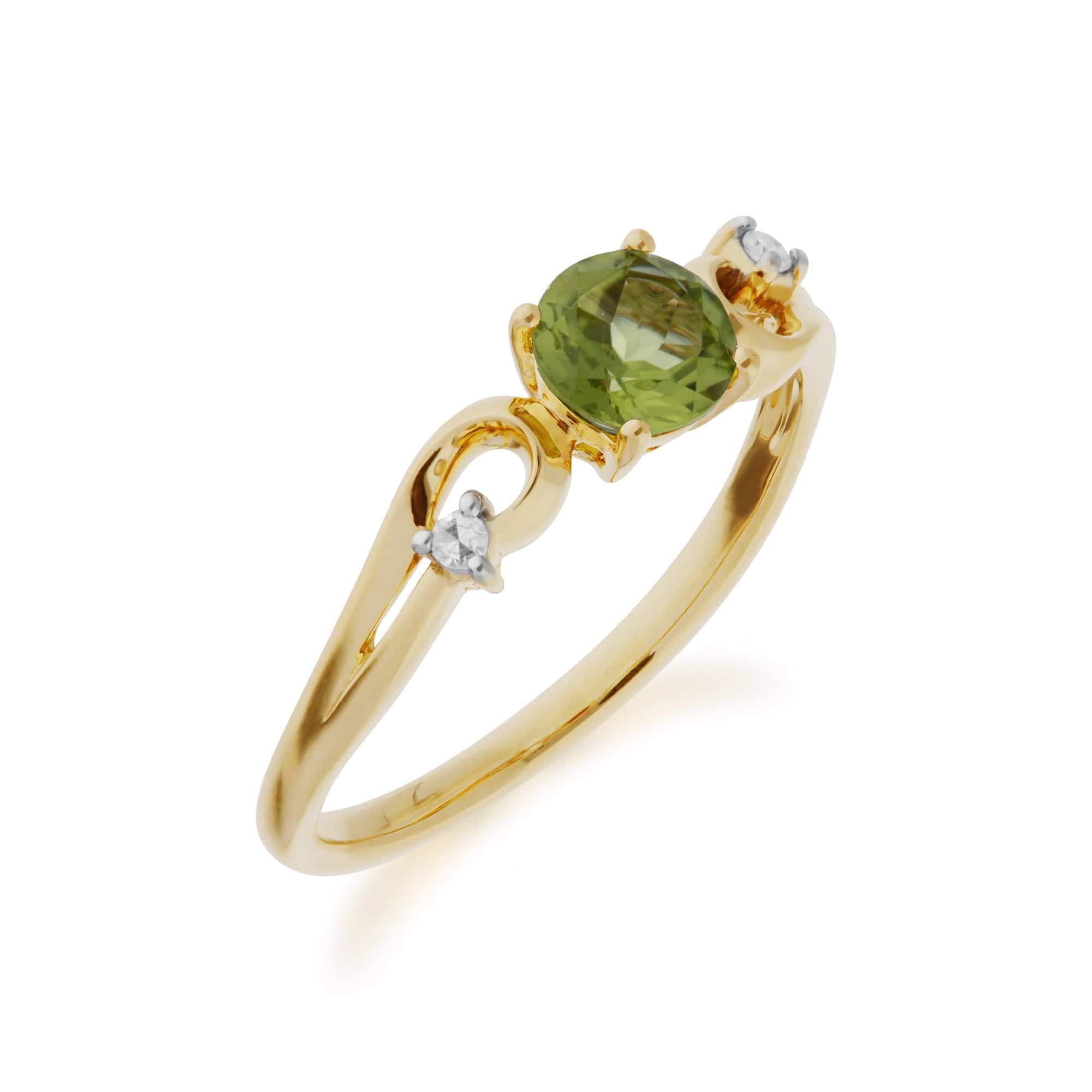 135R1742049 Classic Round Peridot & Diamond Ring in 9ct Yellow Gold 2