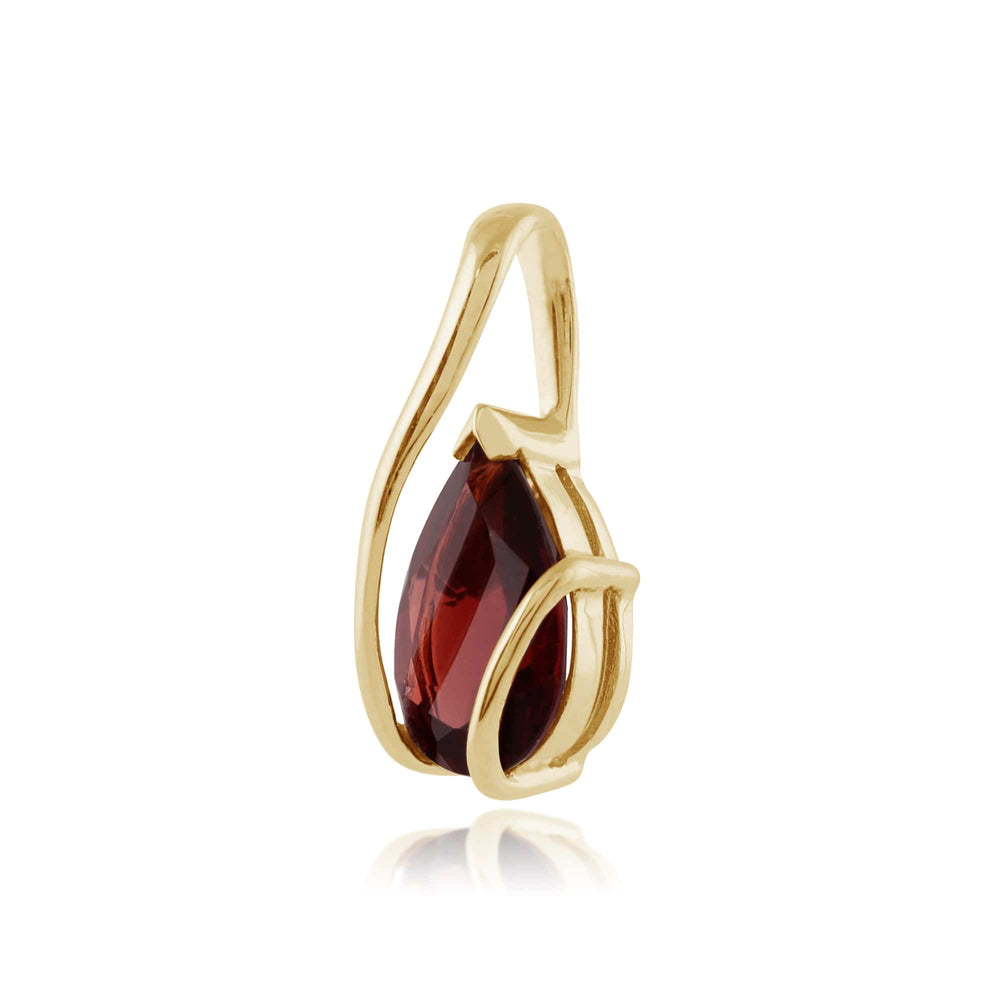 27049 Classic Pear Garnet Pendant in 9ct Yellow Gold 2