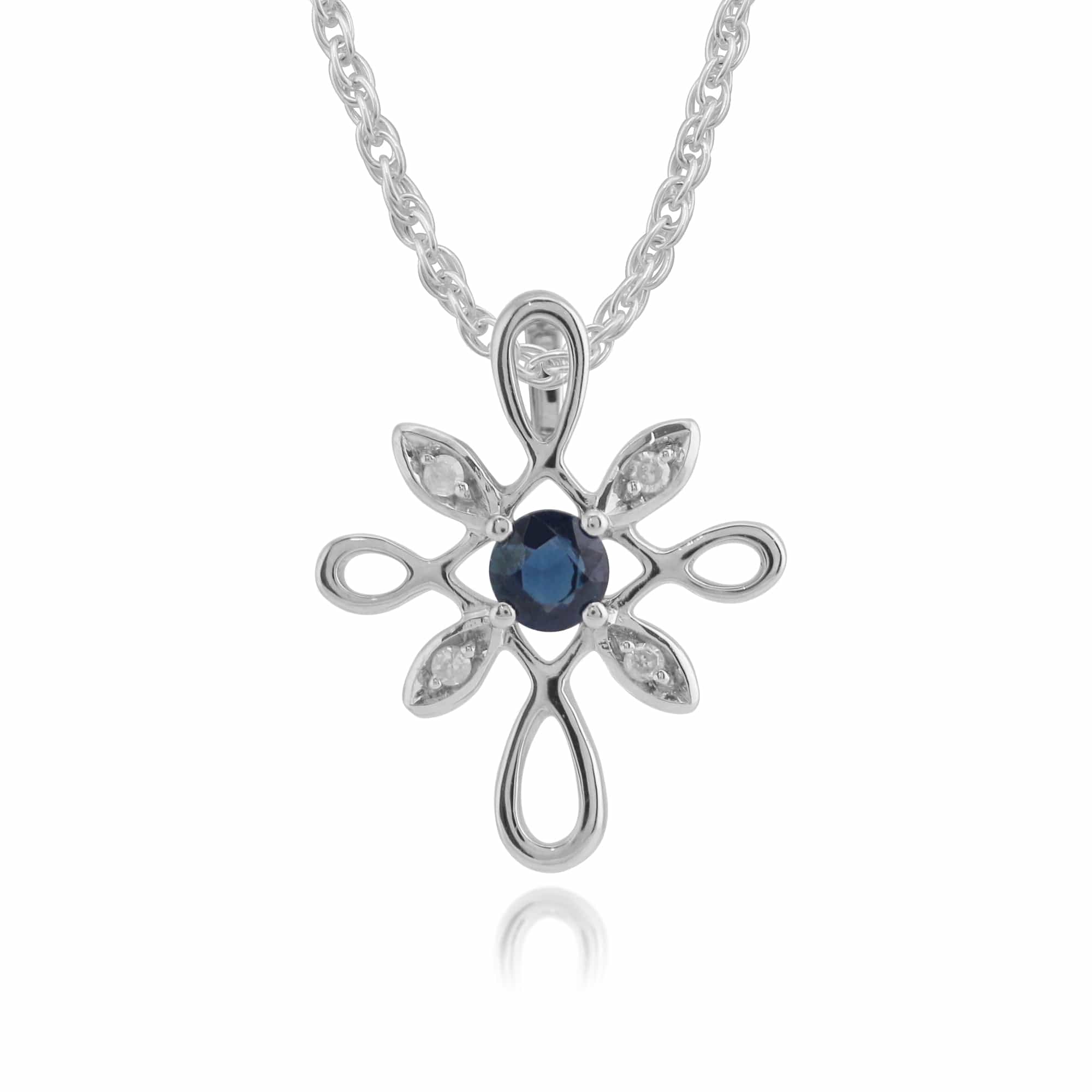 Floral Sapphire & Diamond Starburst Pendant & Ring Set Image 2