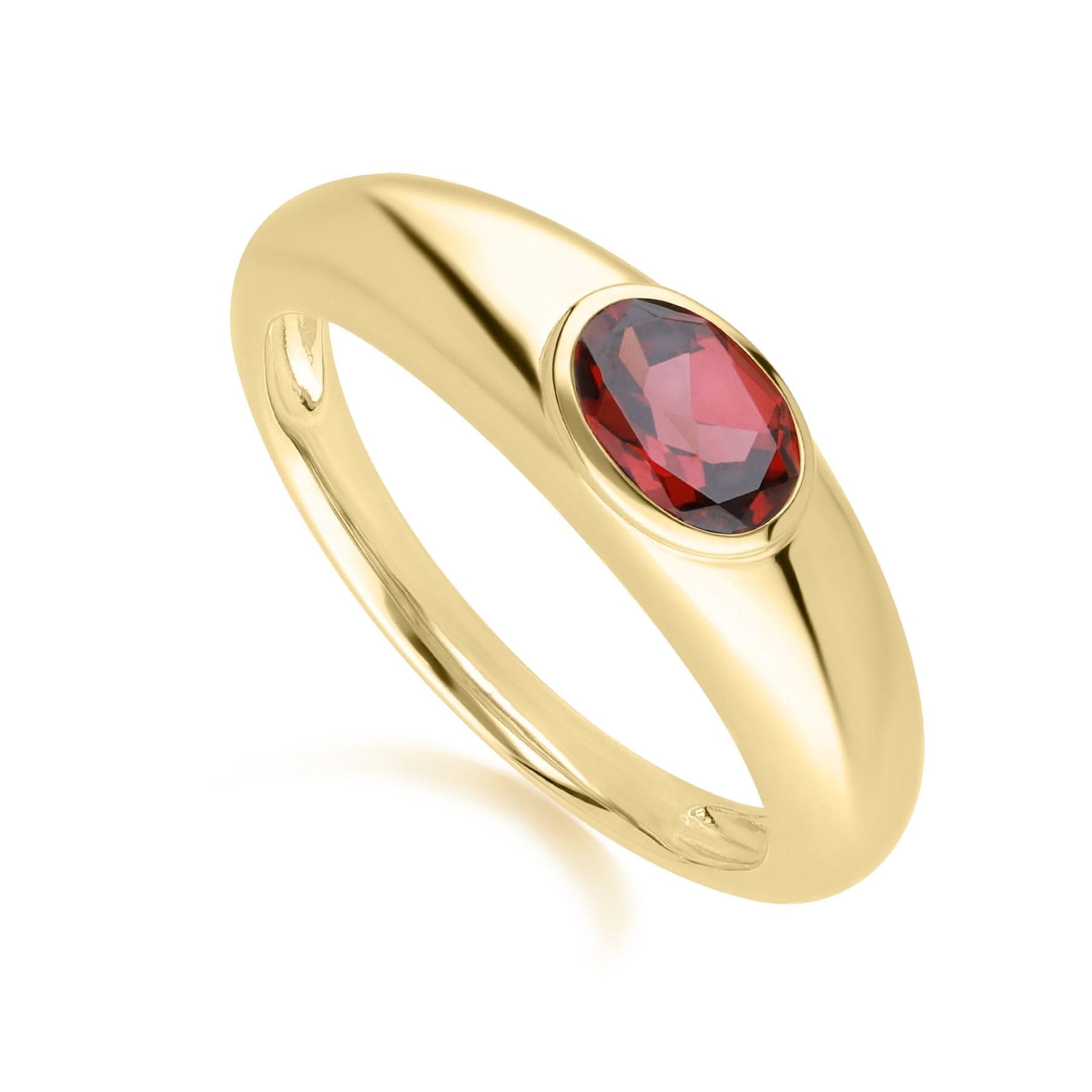 270R065102925 Modern Classic Oval Garnet Ring in 18ct Gold Plated Silver 3