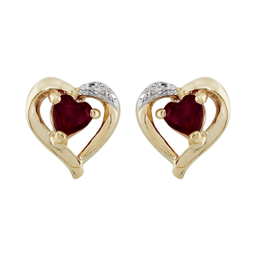 Classic Heart Garnet & Diamond Stud Earrings & Pendant Set Image 2