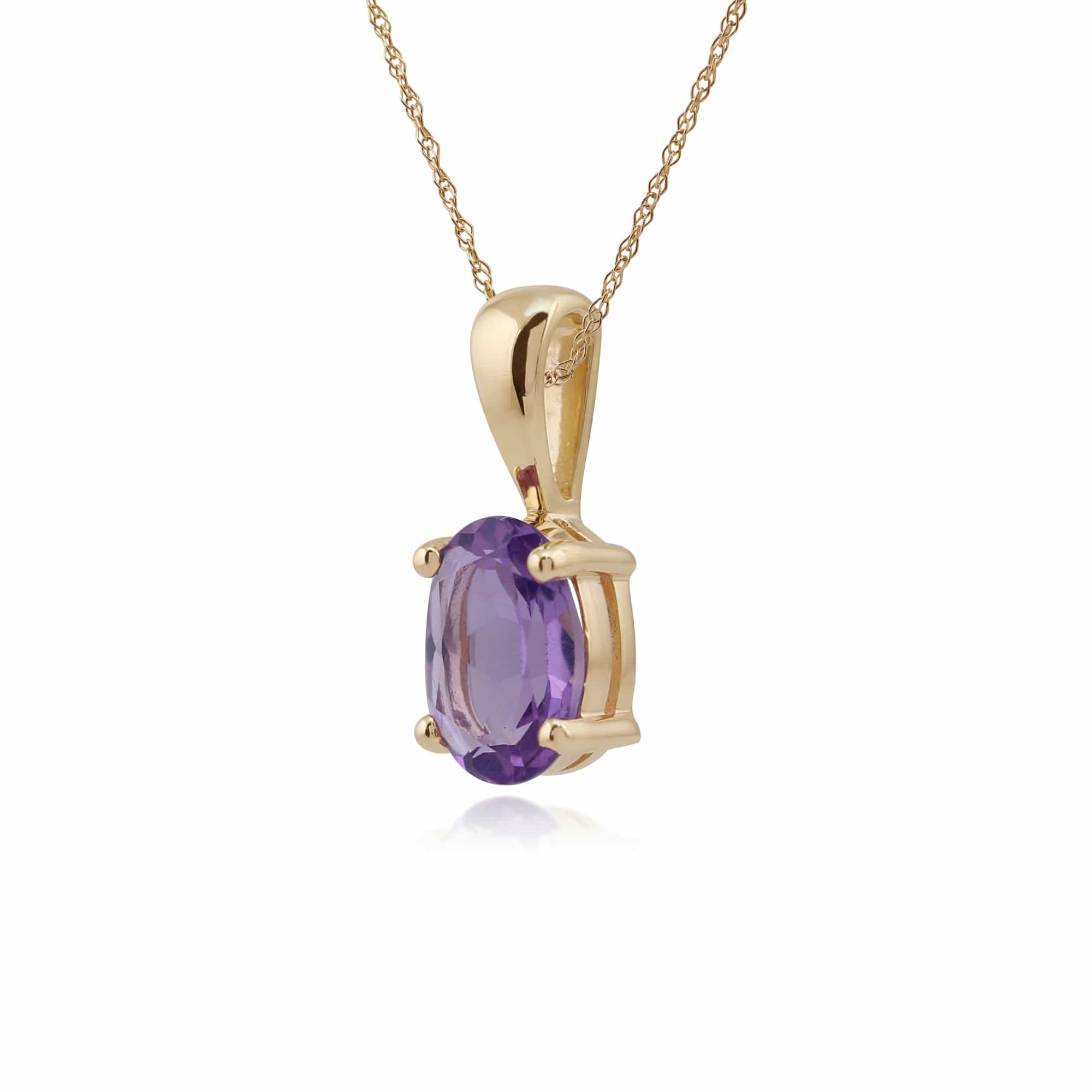 Classic Oval Amethyst Pendant in 9ct Yellow Gold - Gemondo