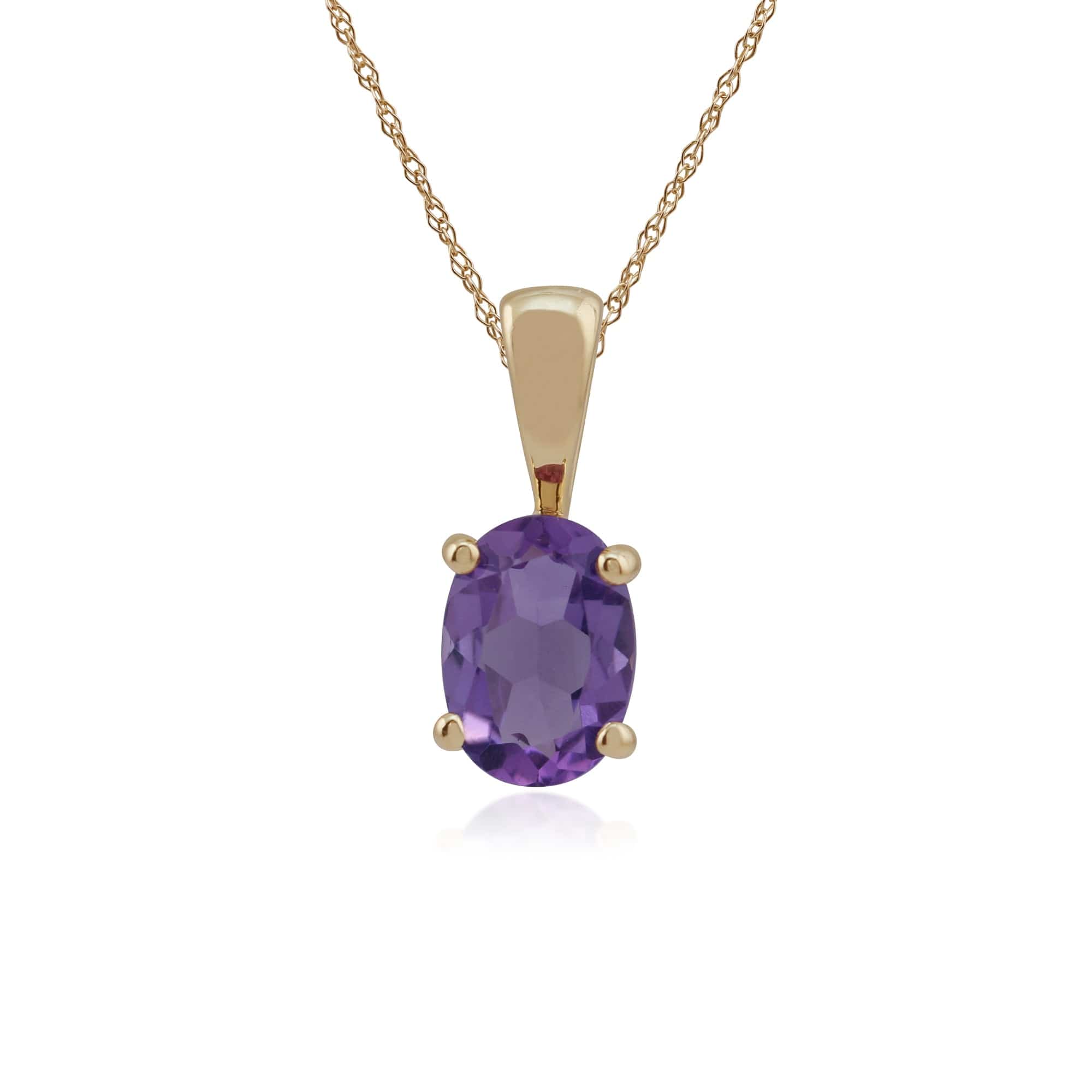 Classic Oval Amethyst Pendant in 9ct Yellow Gold - Gemondo