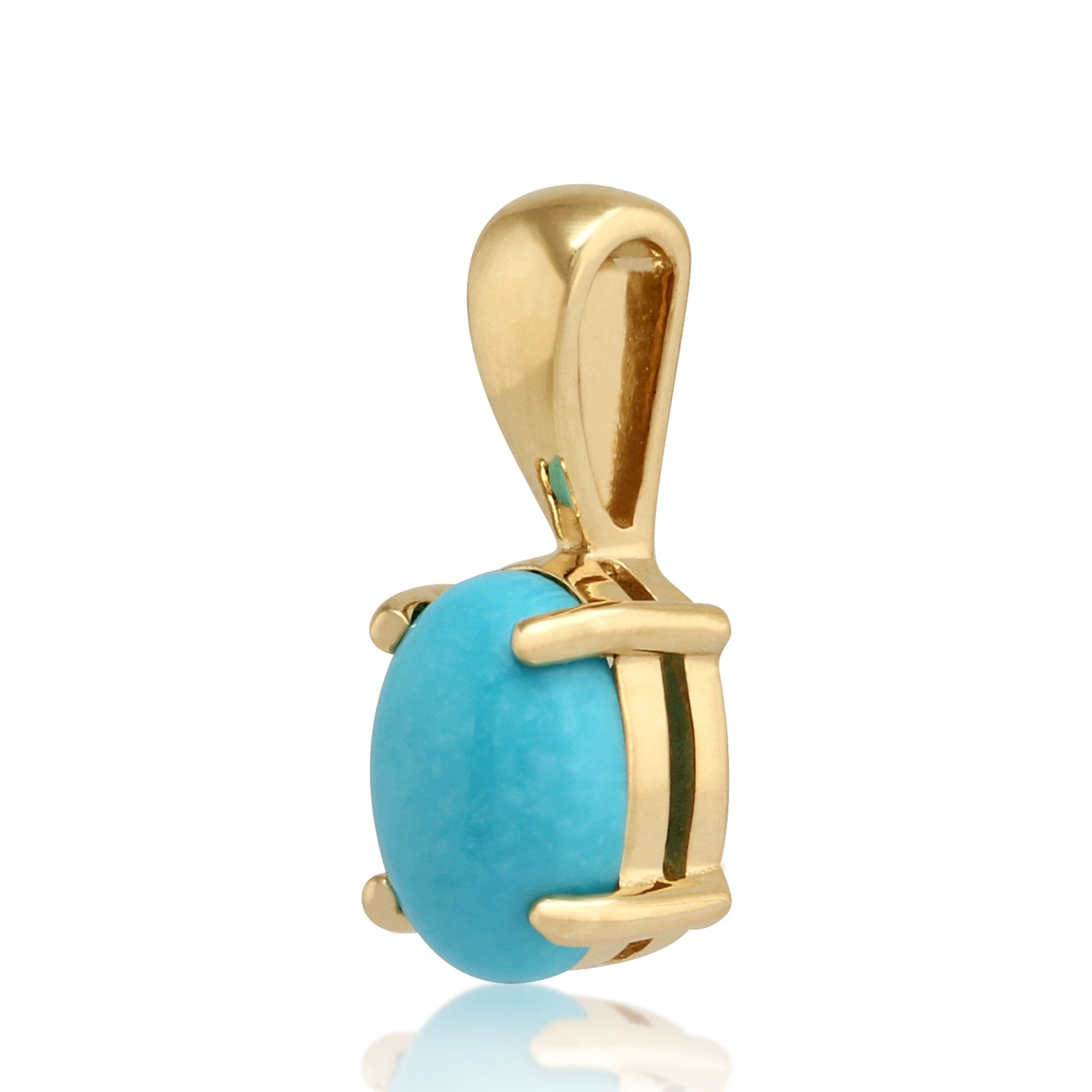 Classic Oval Turquoise Pendant in 9ct Yellow Gold - Gemondo