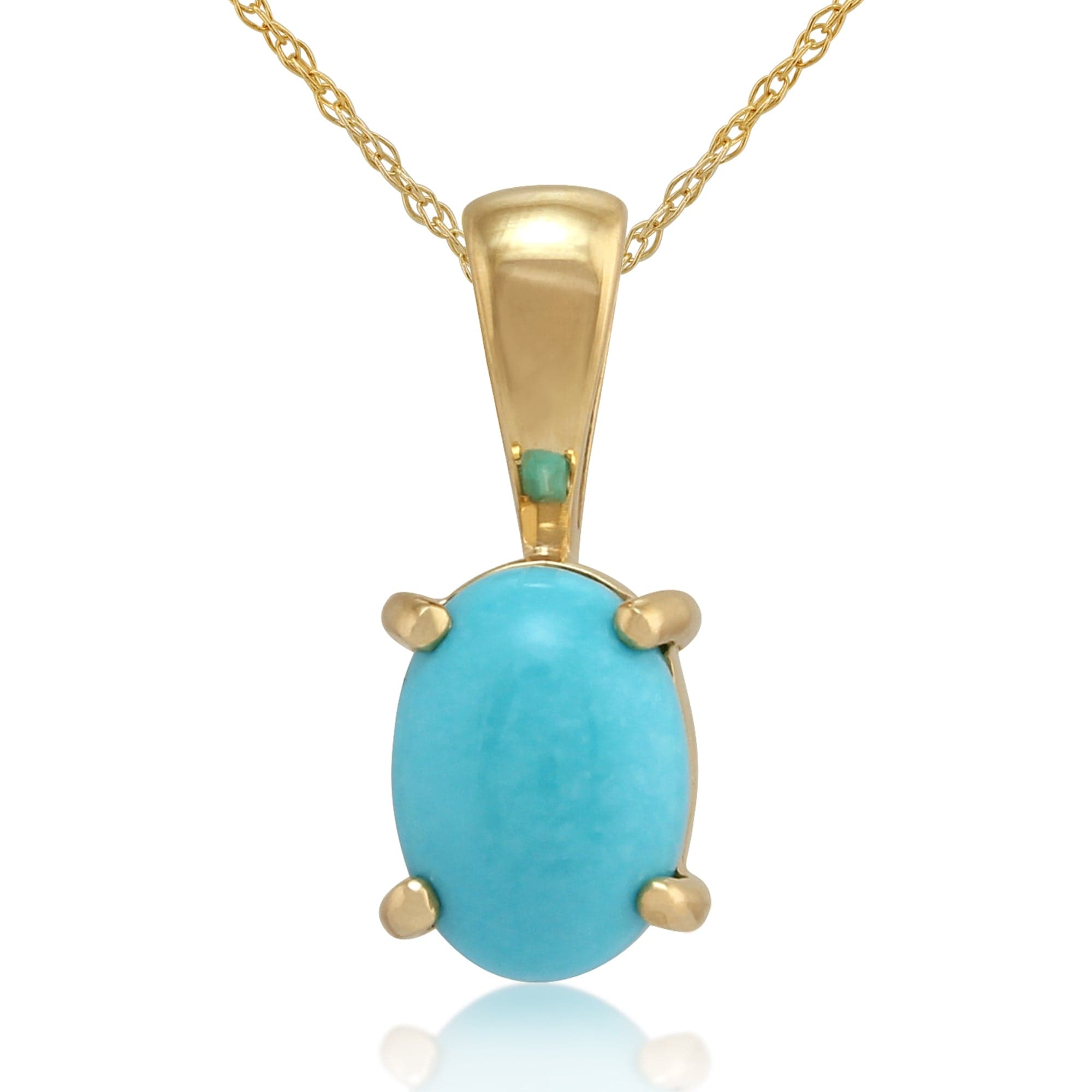 Classic Oval Turquoise Pendant in 9ct Yellow Gold - Gemondo