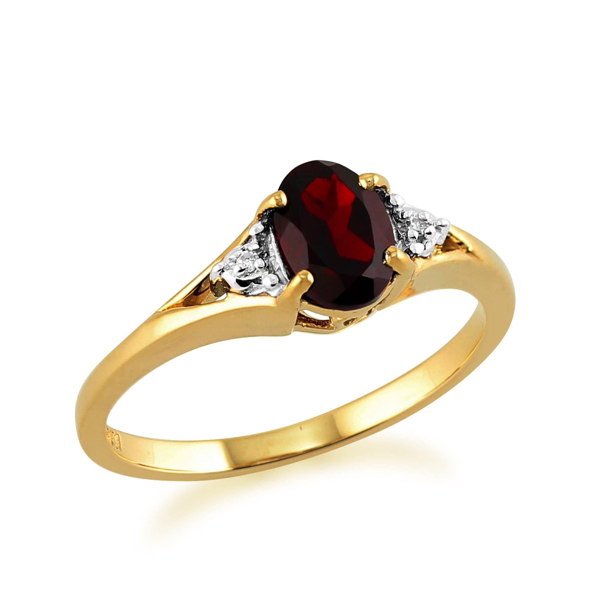 Classic Oval Garnet & Diamond Ring in 9ct Yellow Gold