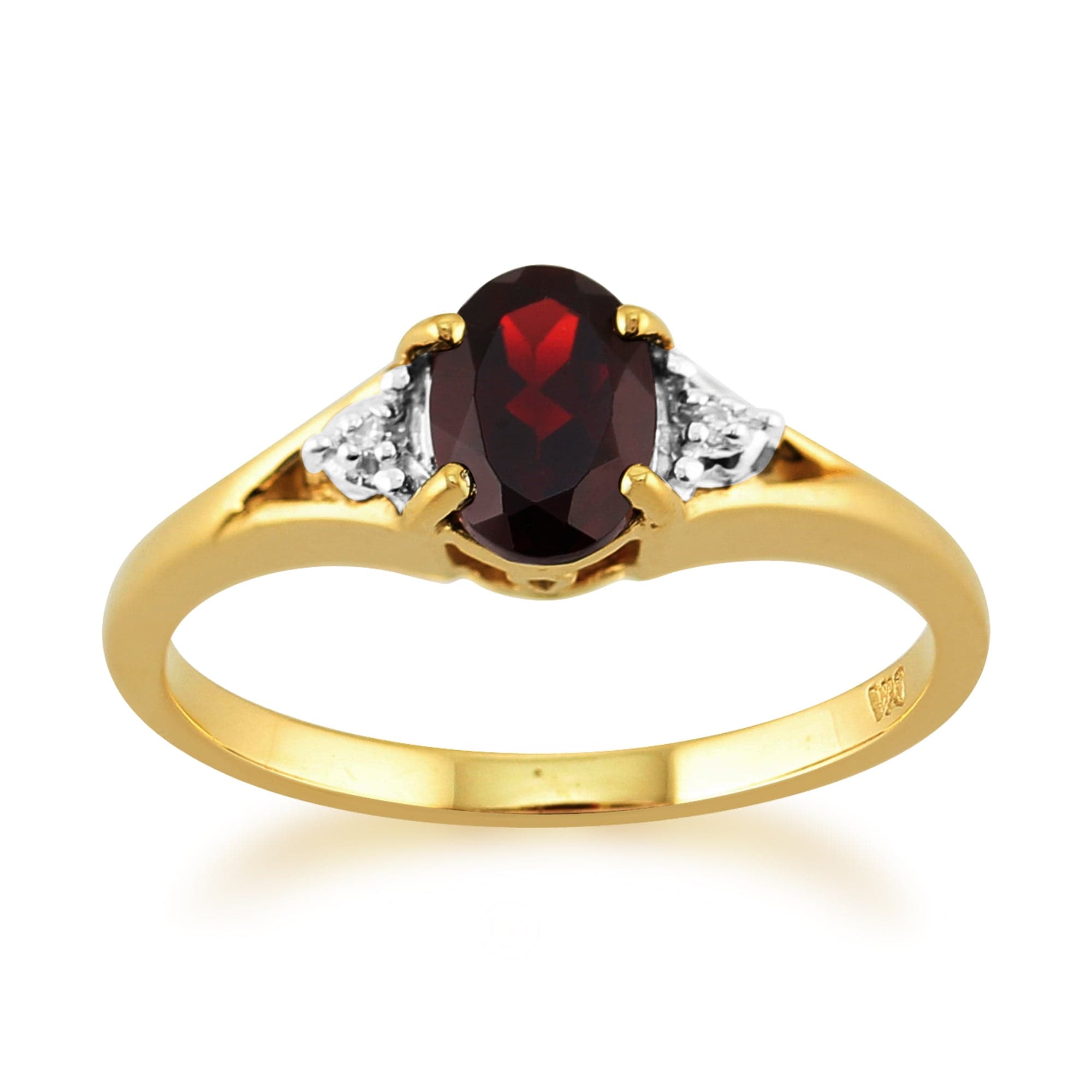 Classic Oval Garnet & Diamond Ring in 9ct Yellow Gold