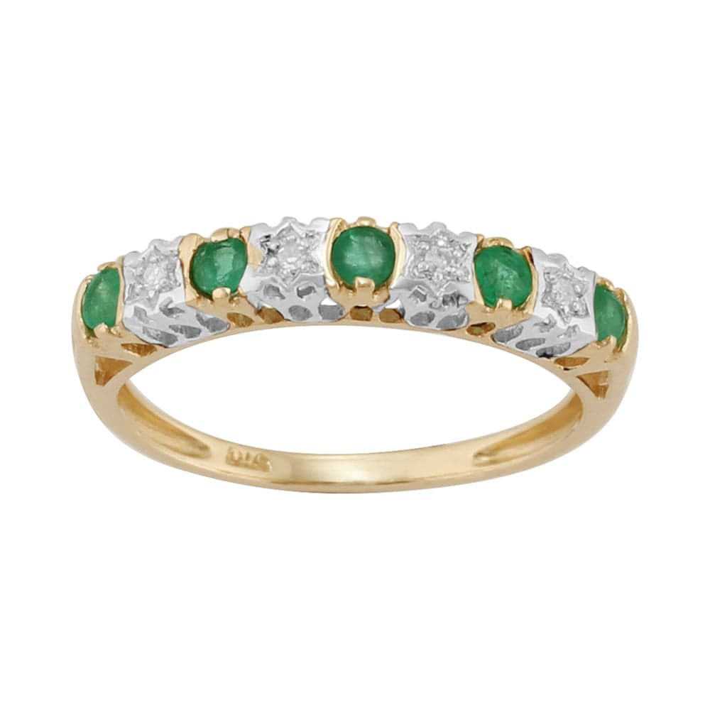 Classic Emerald & Diamond Eternity Ring in 9ct Yellow Gold