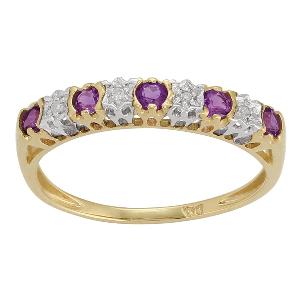 Classic Amethyst & Diamond Half Hoop Earrings & Half Eternity Ring Image 3