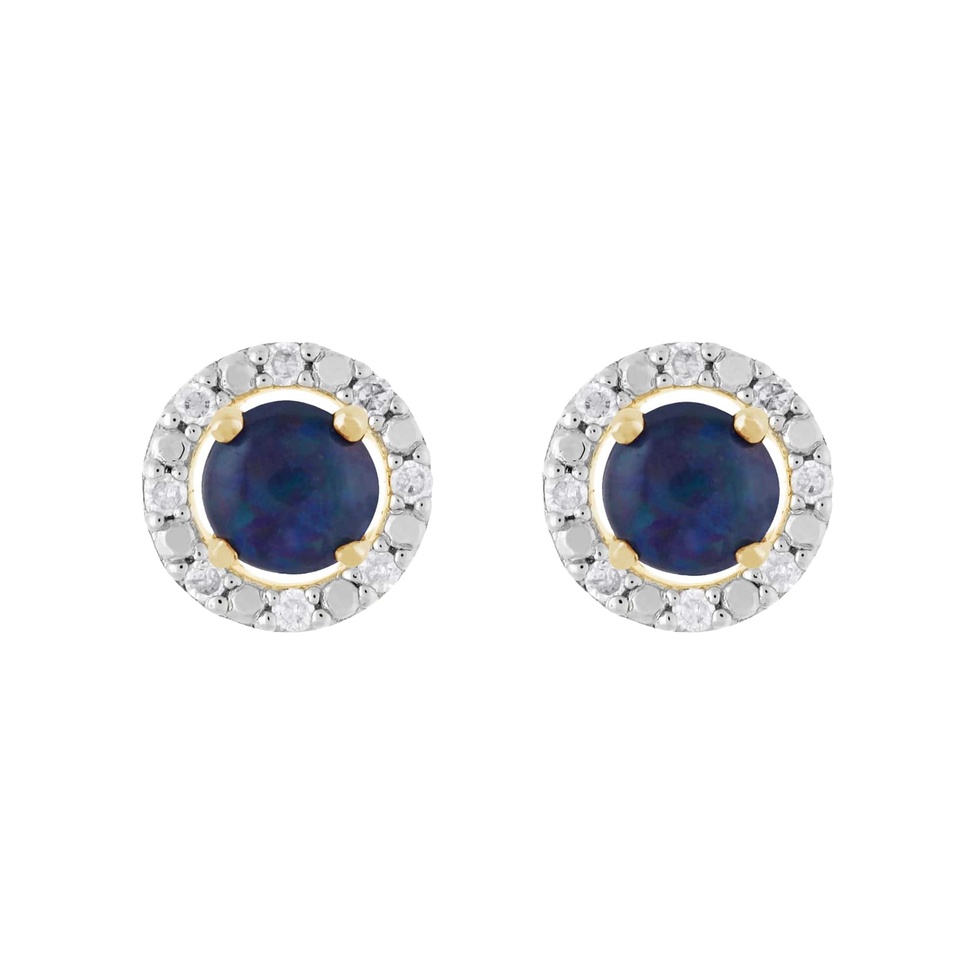 183E0083379-191E0376019 Classic Round Triplet Opal Stud Earrings with Detachable Diamond Round Earrings Jacket Set in 9ct Yellow Gold 1