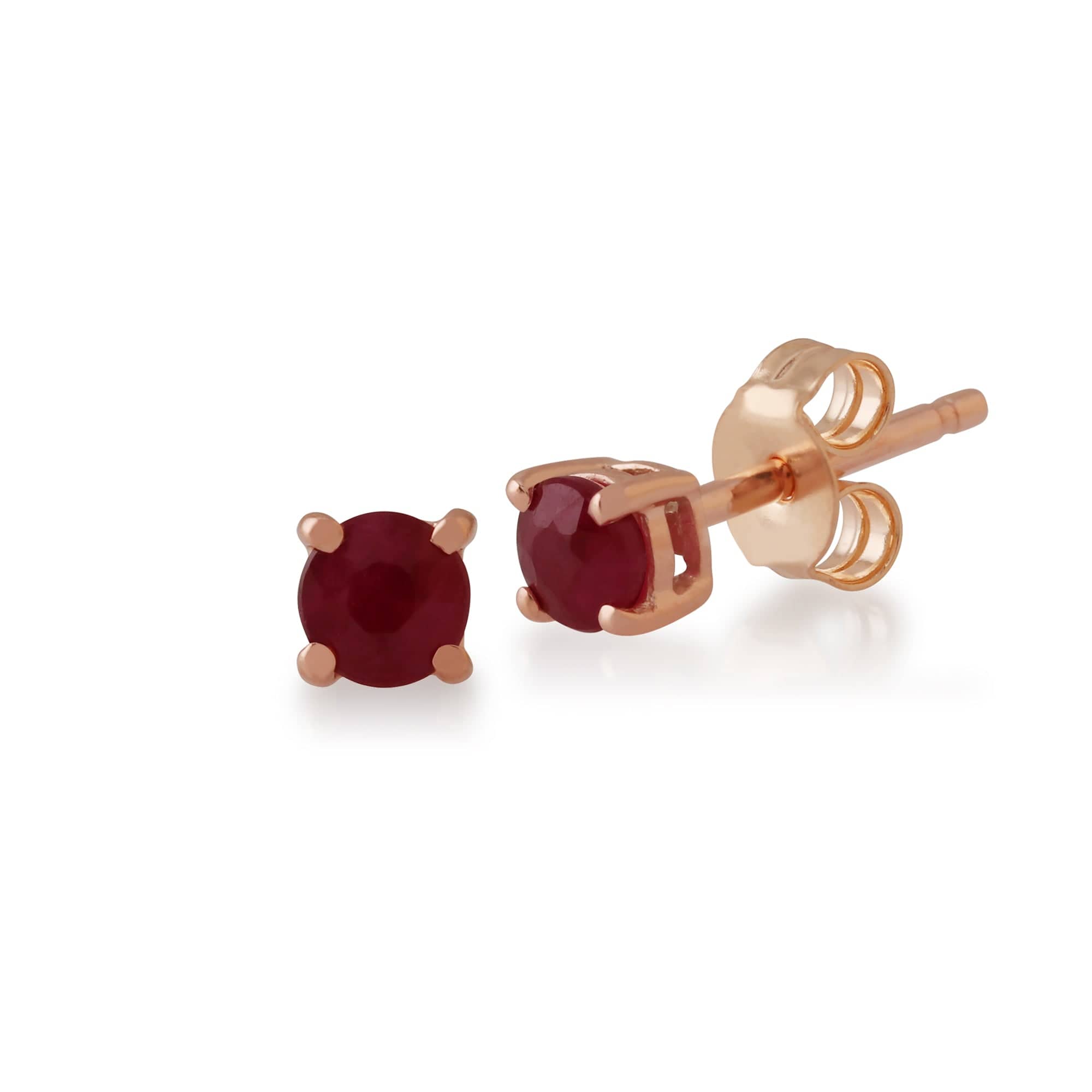 Classic Ruby Stud Earrings & Diamond Square Ear Jacket Image 2