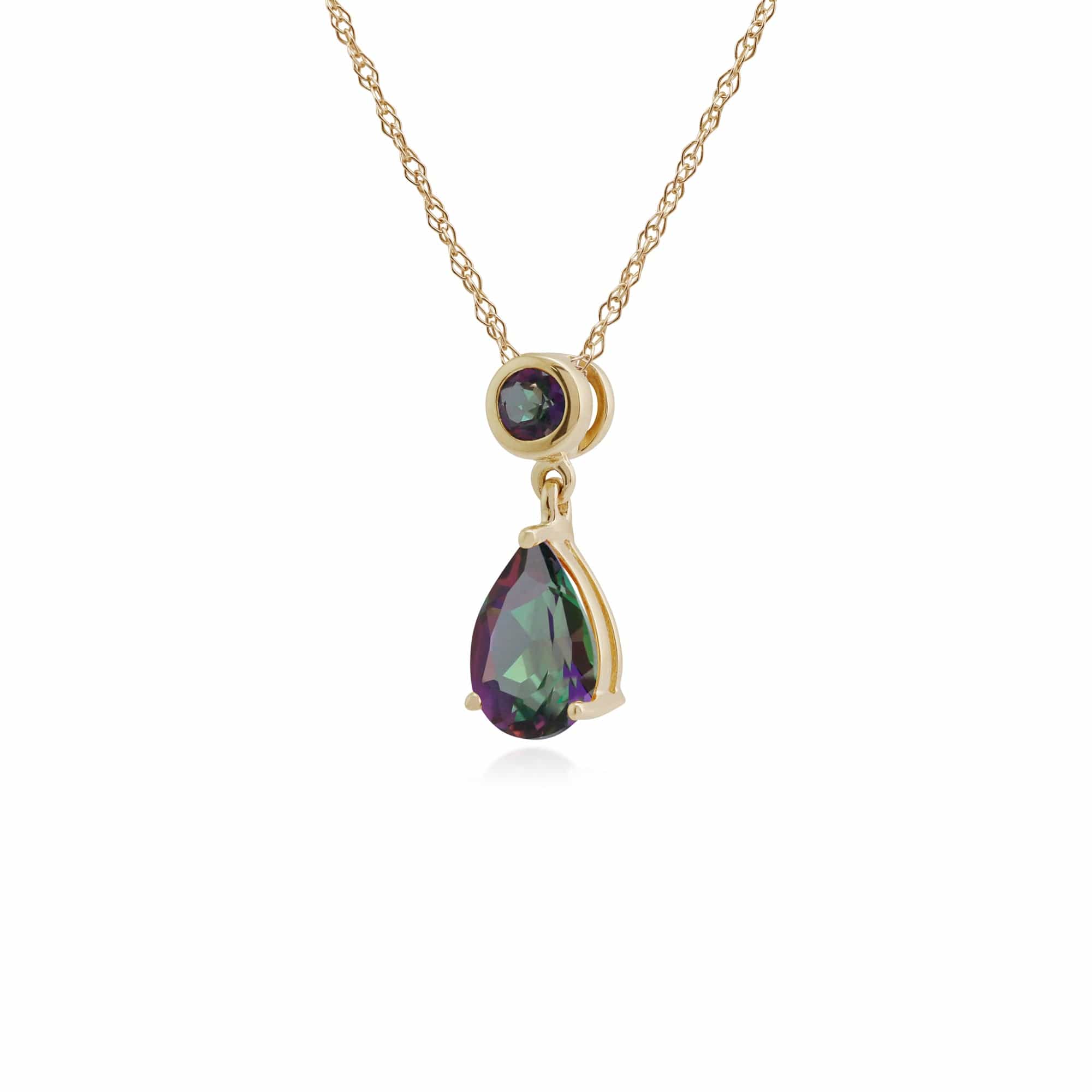 186P0188079 Classic Pear & Round Mystic Topaz Pendant in 9ct Yellow Gold 2