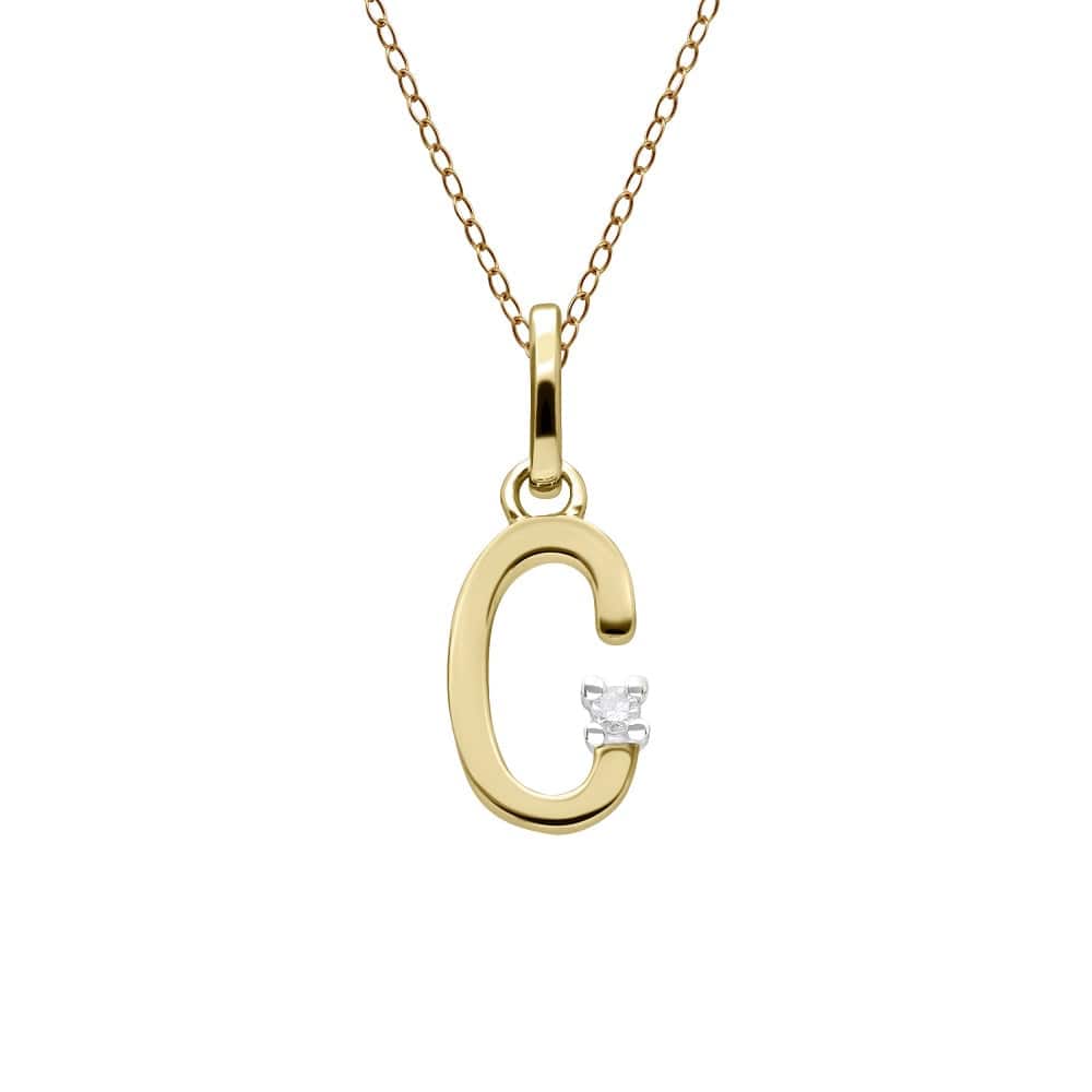 191P0740019 Initial Diamond Letter Necklace In 9ct Yellow Gold 4