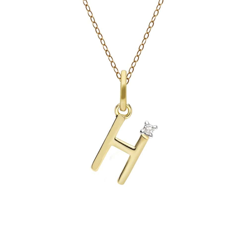 191P0767019 Initial Diamond Letter Necklace In 9ct Yellow Gold 9