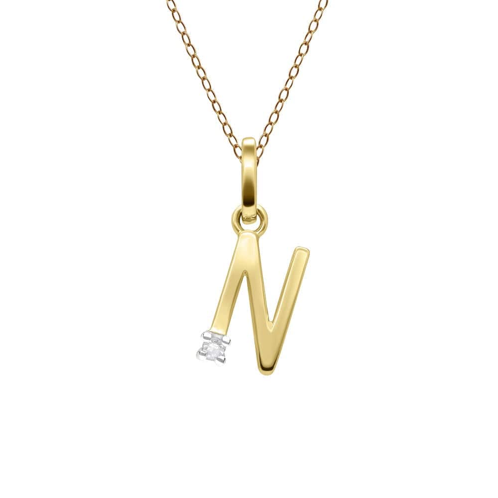 191P0756019 Initial Diamond Letter Necklace In 9ct Yellow Gold 15