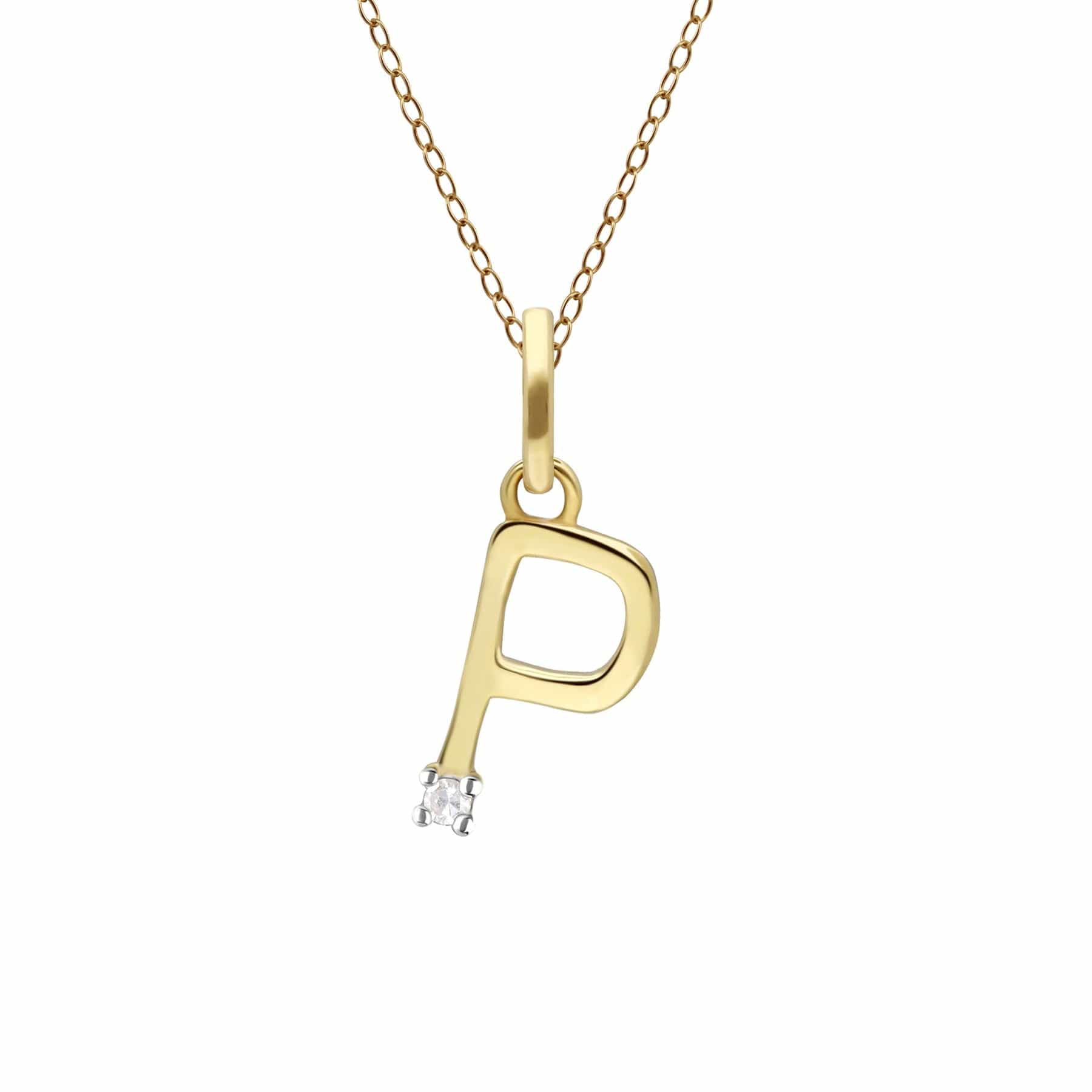 191P0768019 Initial Diamond Letter Necklace In 9ct Yellow Gold 17