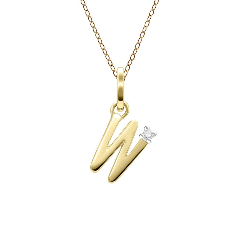 191P0763019 Initial Diamond Letter Necklace In 9ct Yellow Gold 24
