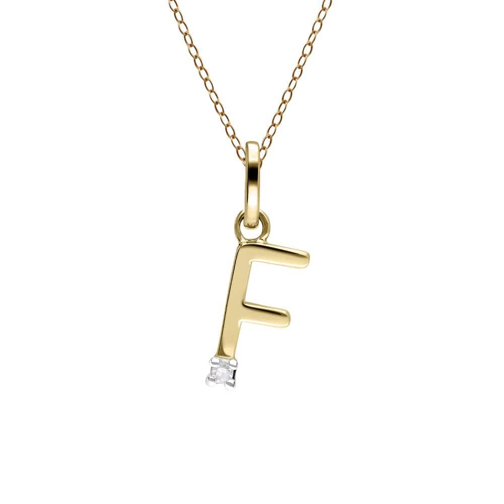 191P0754019 Initial Diamond Letter Necklace In 9ct Yellow Gold 7
