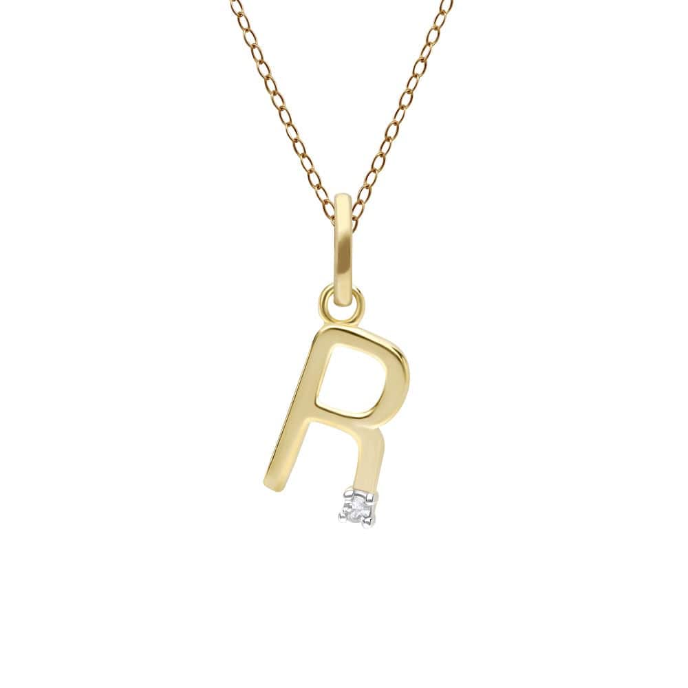 191P0746019 Initial Diamond Letter Necklace In 9ct Yellow Gold 19