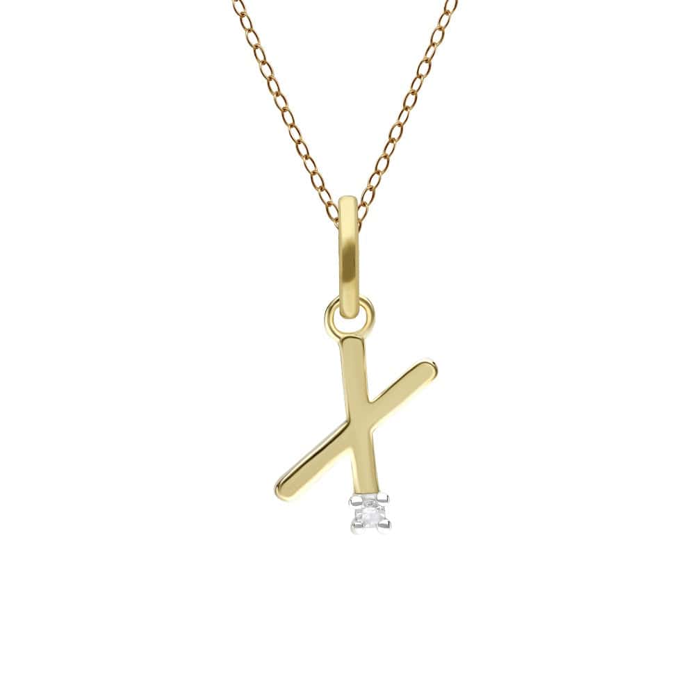 191P0764019 Initial Diamond Letter Necklace In 9ct Yellow Gold 25