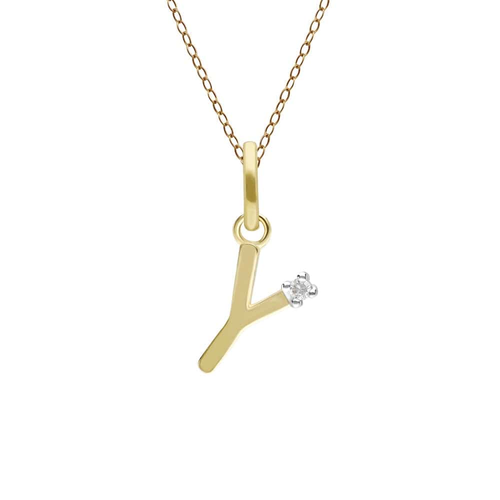 191P0765019 Initial Diamond Letter Necklace In 9ct Yellow Gold 26