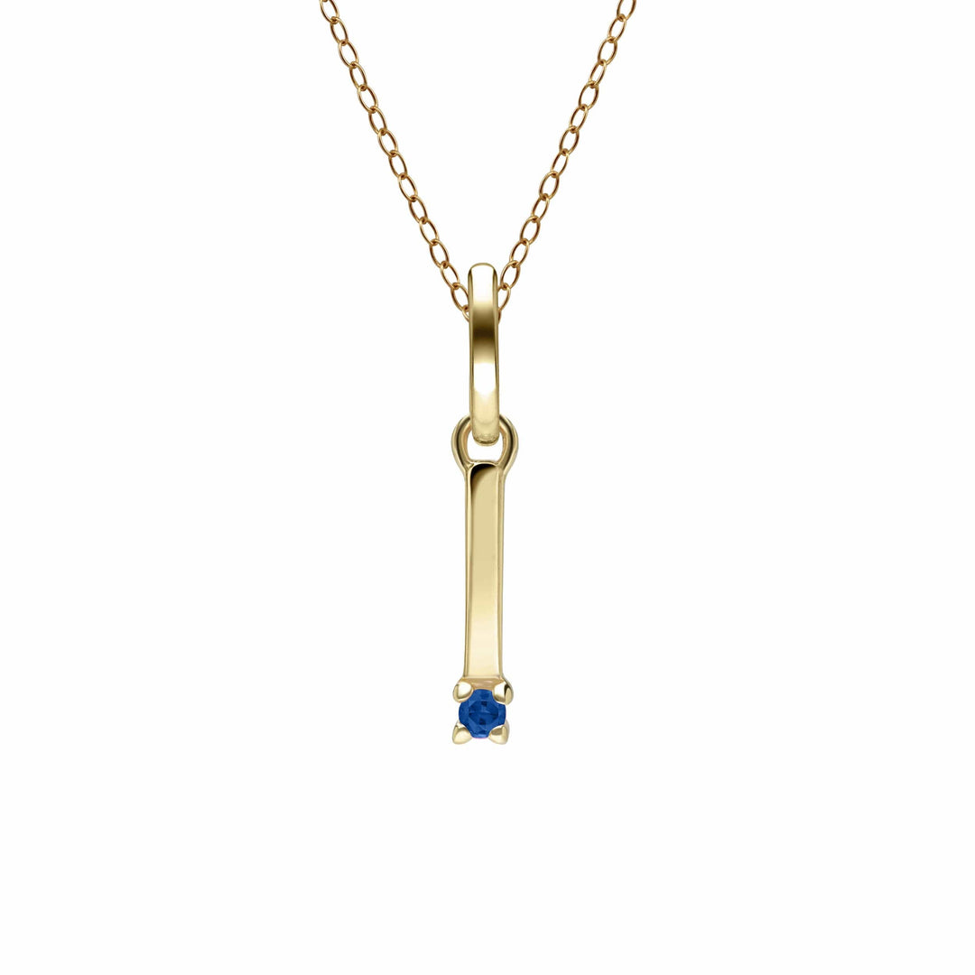 135P2046039 Initial Blue Sapphire Letter Necklace In 9ct Yellow Gold 10