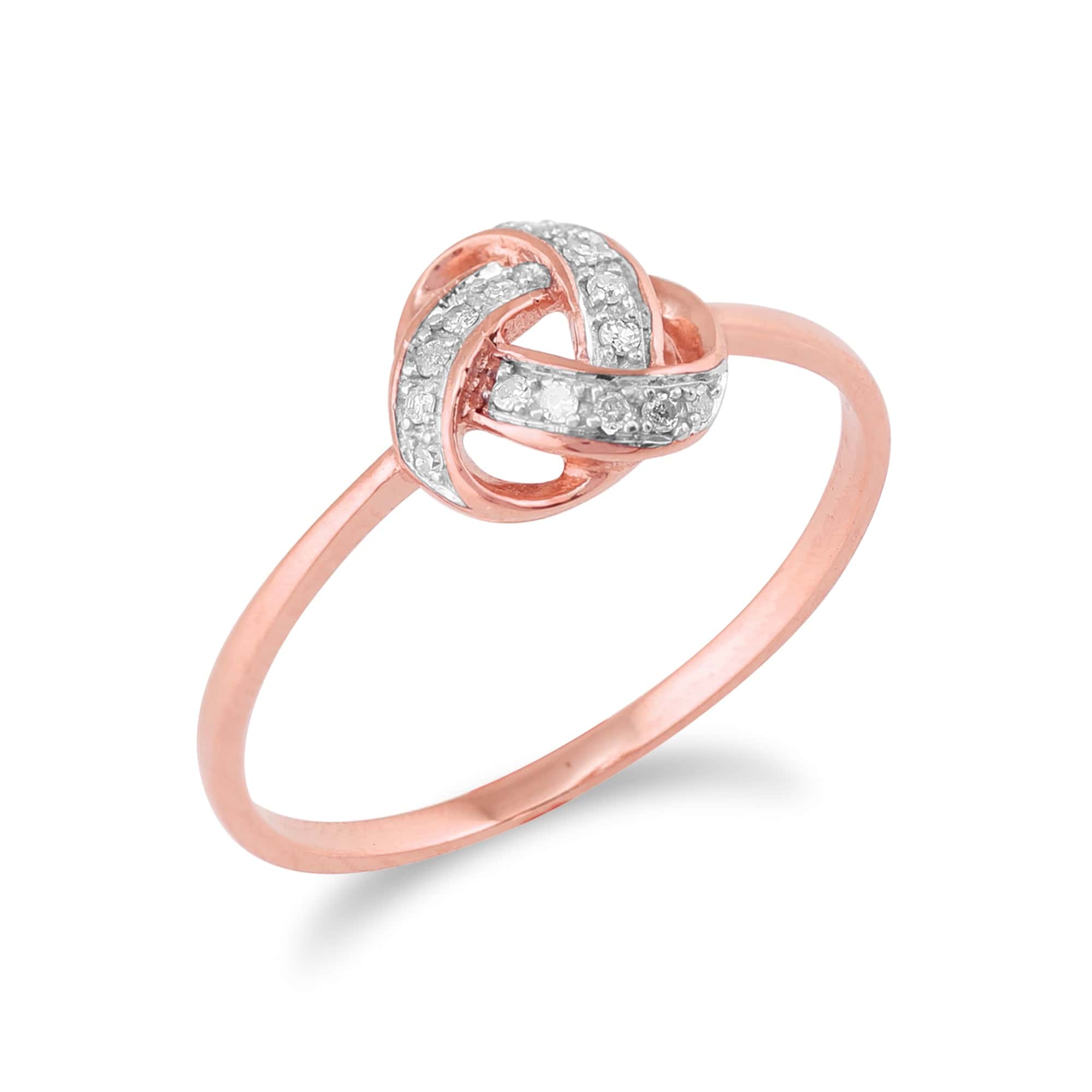 191R0882019 Classic Diamond Love Knot Ring in 9ct Rose Gold 2